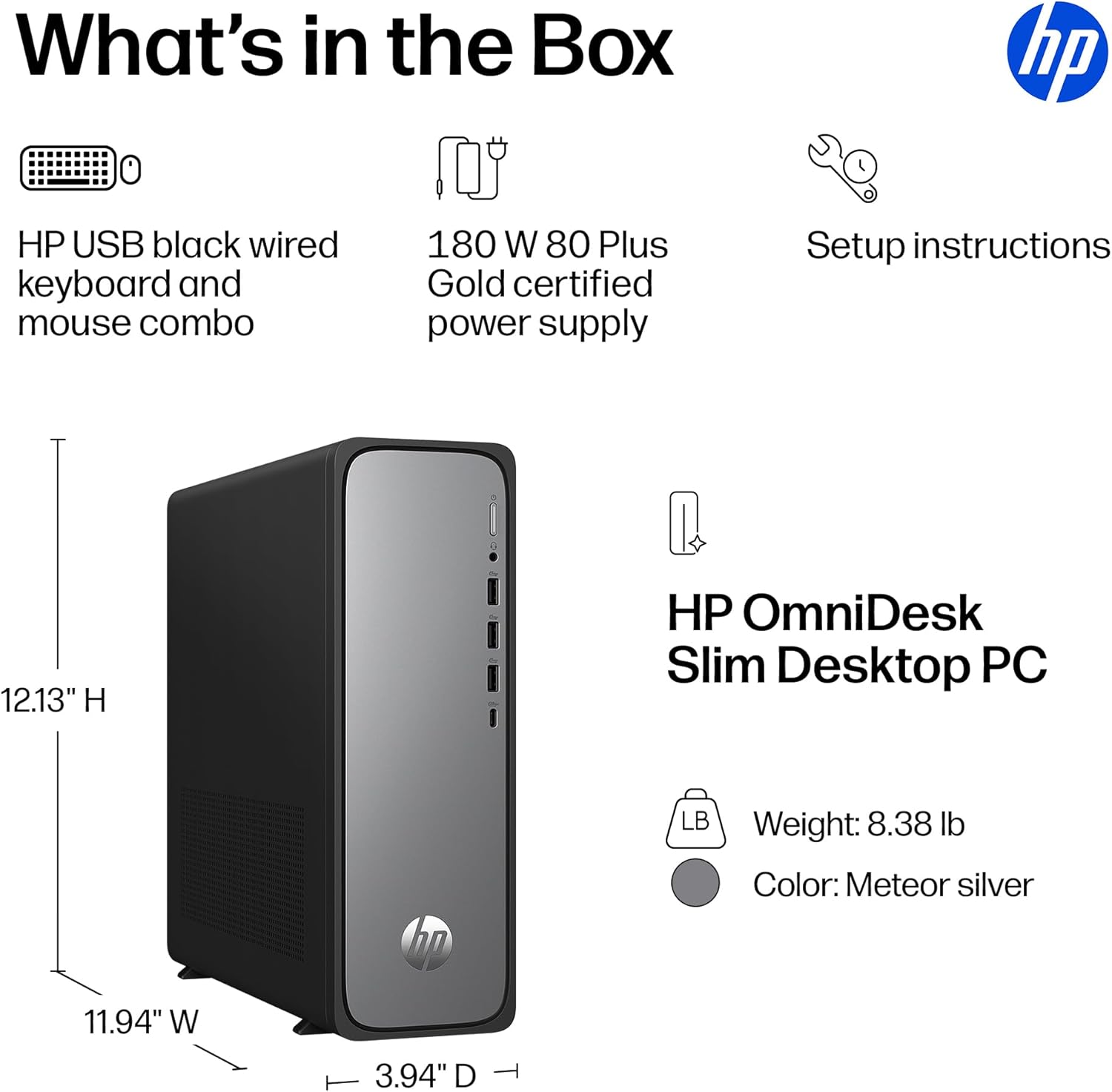 HP OmniDesk Slim Desktop PC, Intel Core i5-14400, 8 GB RAM, 512 GB SSD, Intel UHD Graphics 730, Windows 11 Home, Microsoft Copilot, Meteor Silver, S03-0012 (2026) - Image 9