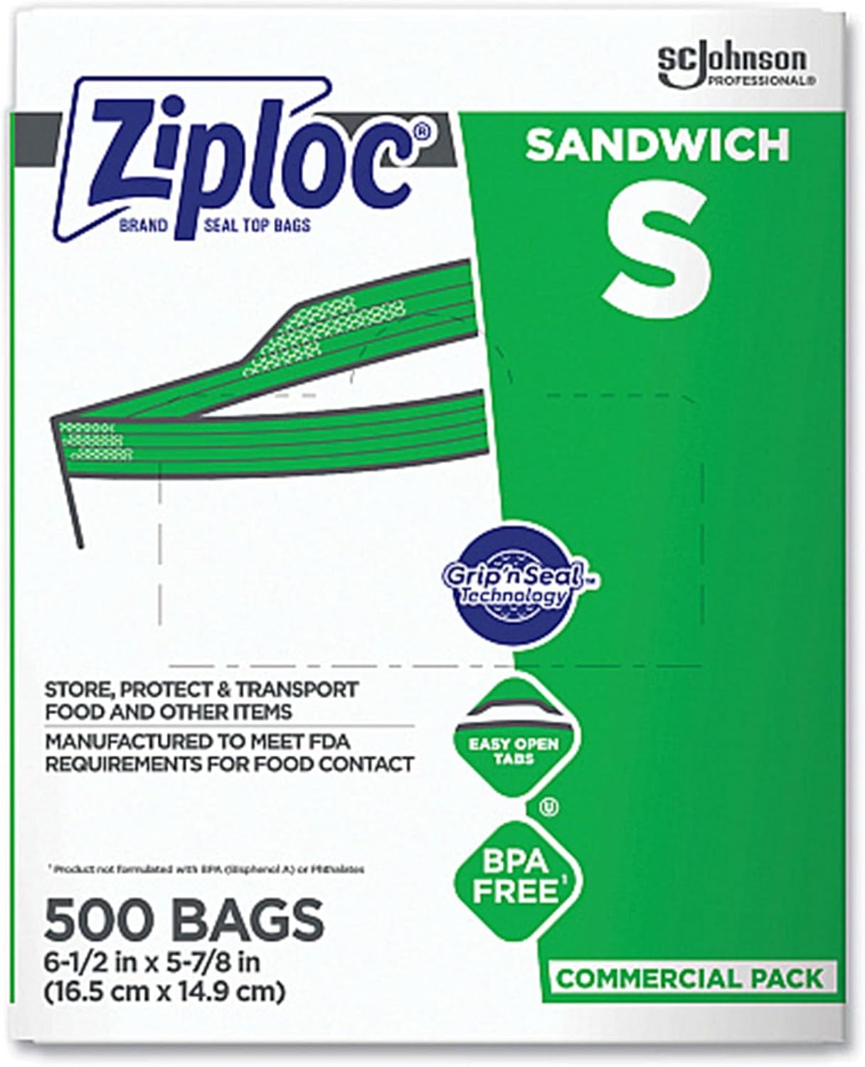 SC Johnson Professional Ziploc Brand Sandwich Bags, Food Storage Ziploc Brand Bags, Easy Open Tabs, Commercial Pack, 500 Count Box, for Professional Use Only - Image 10