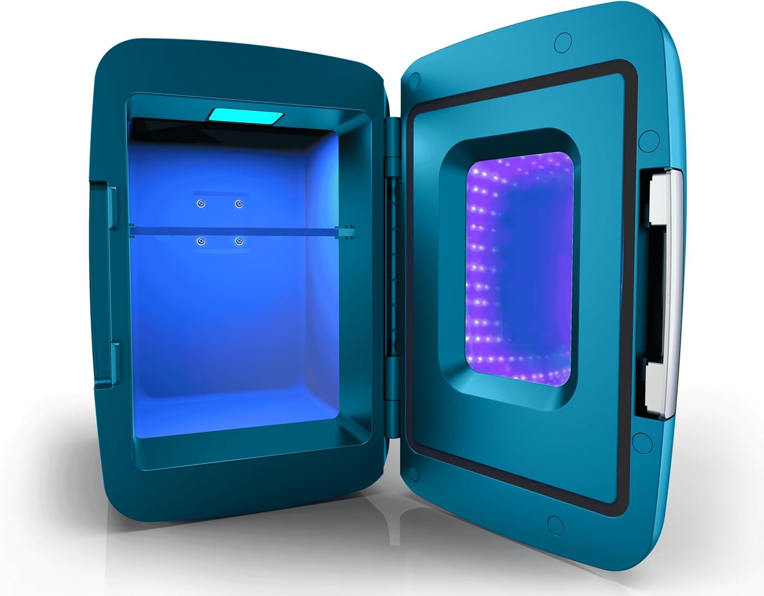 Frigidaire Gaming Light Up Mini Beverage Refrigerator, 6 can, 4 liters, Cooler with large see through door and LED lights Perfect for Gaming Experience, Home, Office, or Cars.12V Charger (Blue) - Image 11