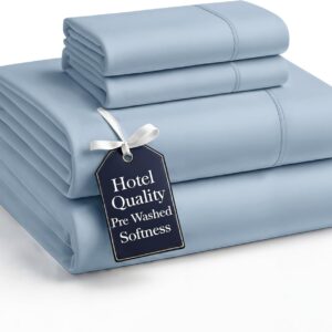 Casa Platino Full Size Sheets, Soft & Cozy Full Bed Sheet Set, Breathable, Pre-Washed, 4-Piece Set, French Blue