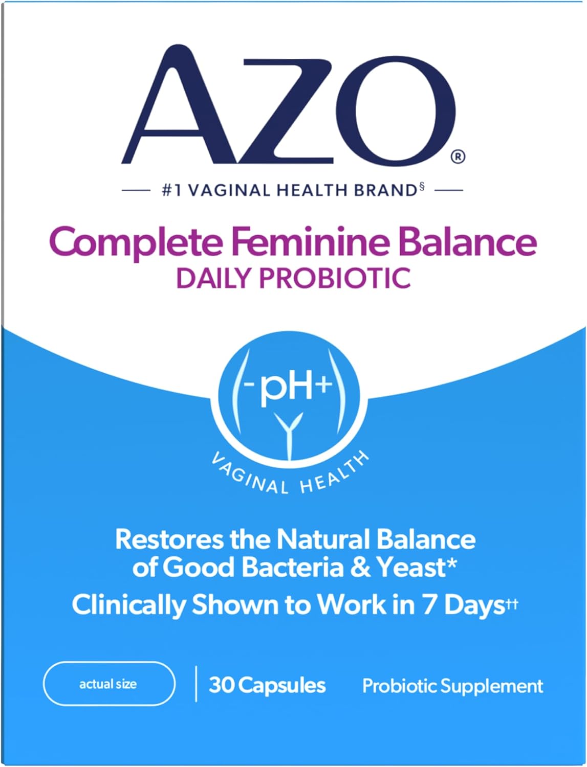 AZO Complete Feminine Balance Daily Vaginal Probiotics for Women, Clinically Proven to Help Protect Vaginal Health, Helps balance pH and yeast, 30 Count - Image 2