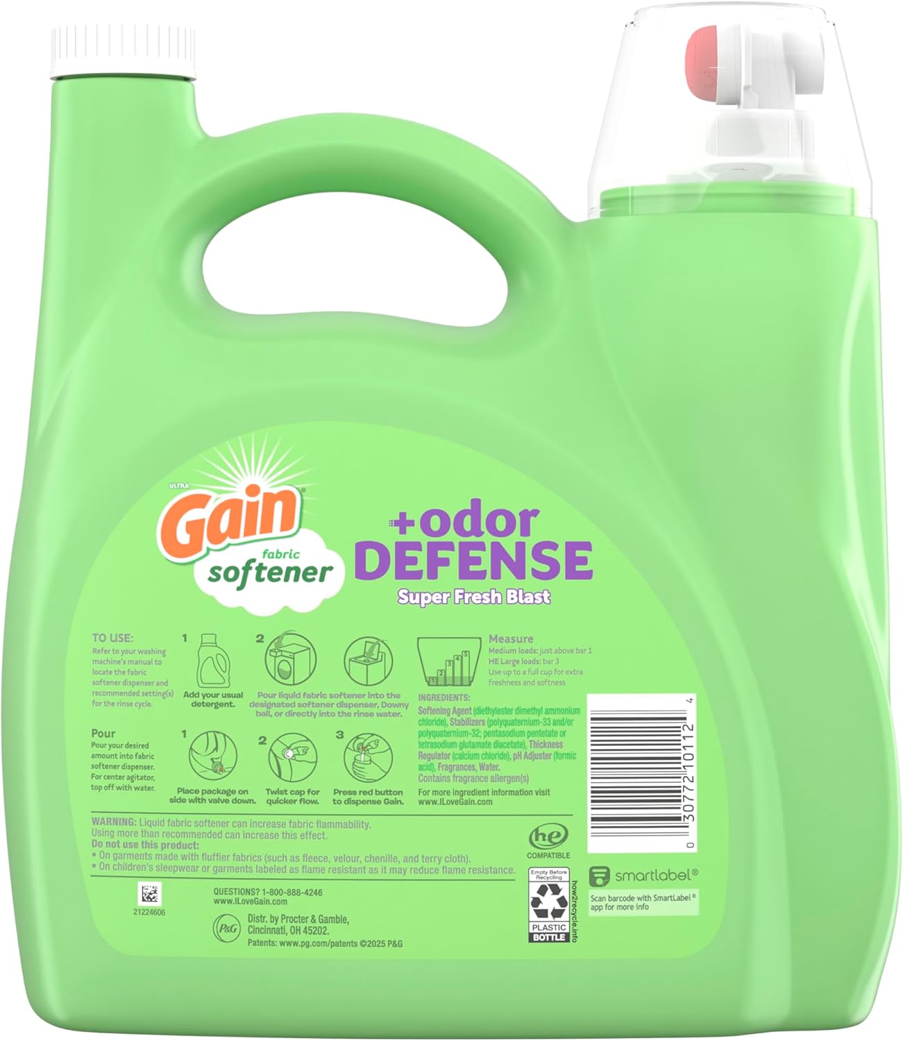 Gain Super Fresh Blast Liquid Odor Defense Fabric Softener, 140 FL OZ 190 Load, Softening Laundry Conditioner for 2 in 1 Freshness plus Odor Protection - Image 12