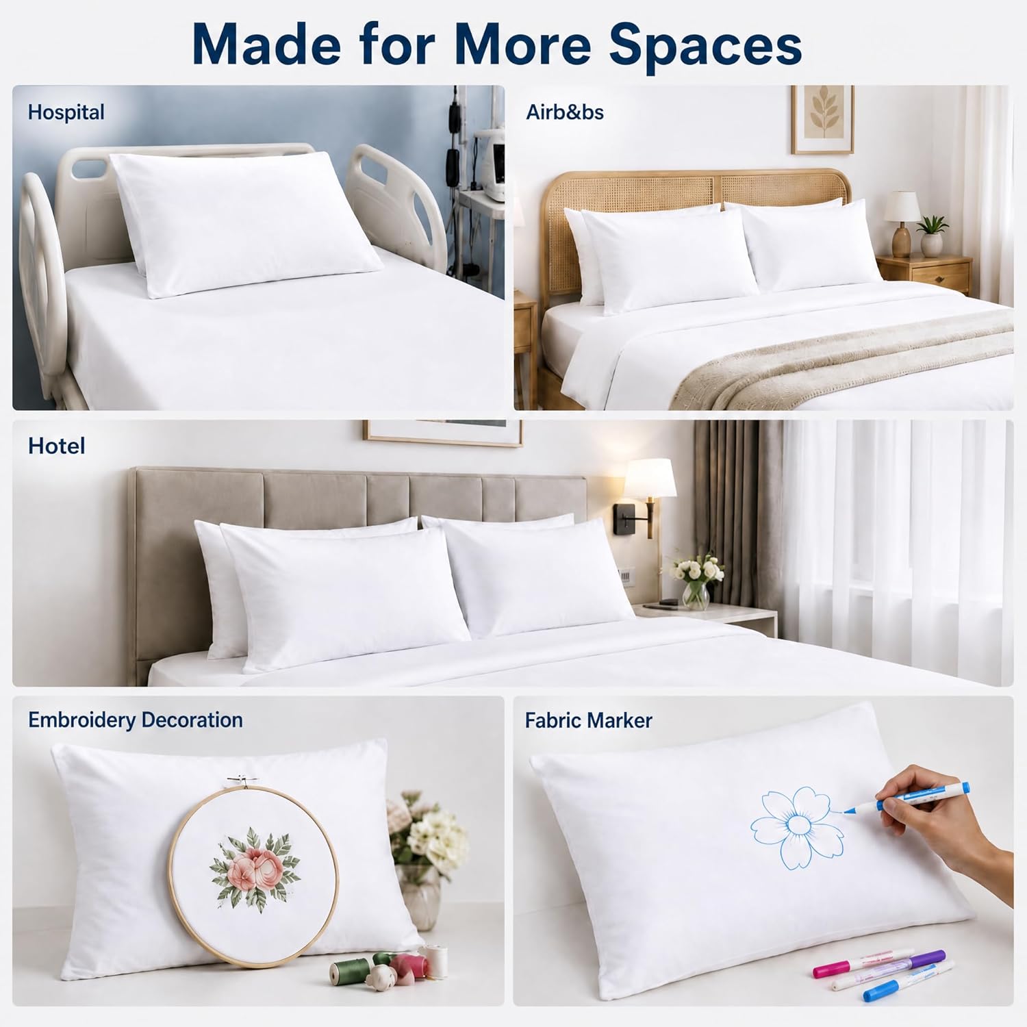 ZPECC White Pillow Cases Bulk 24 Pack - Standard Pillowcases with Envelope Closure, Soft Brushed Microfiber Pillow Cover for Hotel Airb&bs Hospital Bedding Essential - Image 5