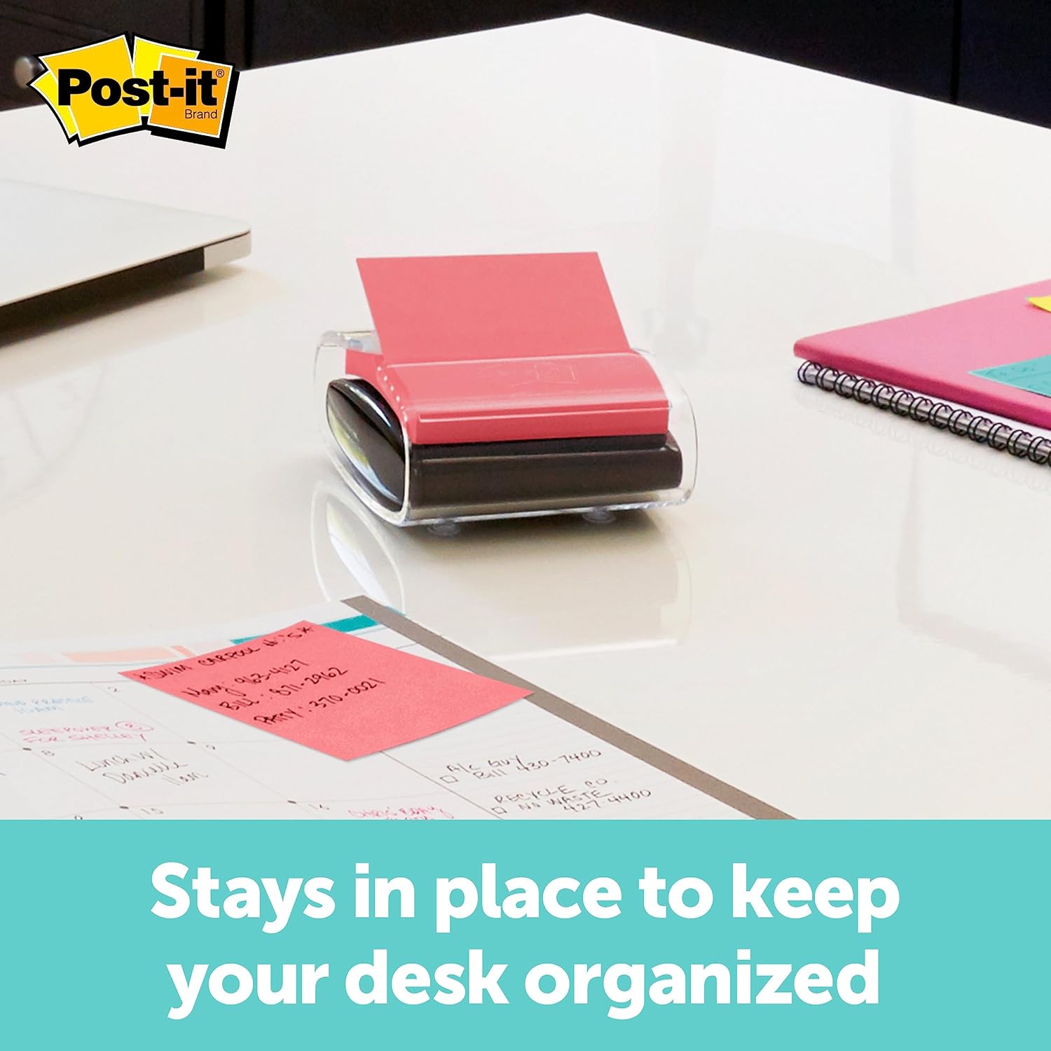 Post-it Pop-up Notes Dispenser, 3x3 in, Black Base Clear Top, Pack Includes Dispenser and a 45-Sheet Pad of Pop-up Notes (WD-330-BK) - Image 3