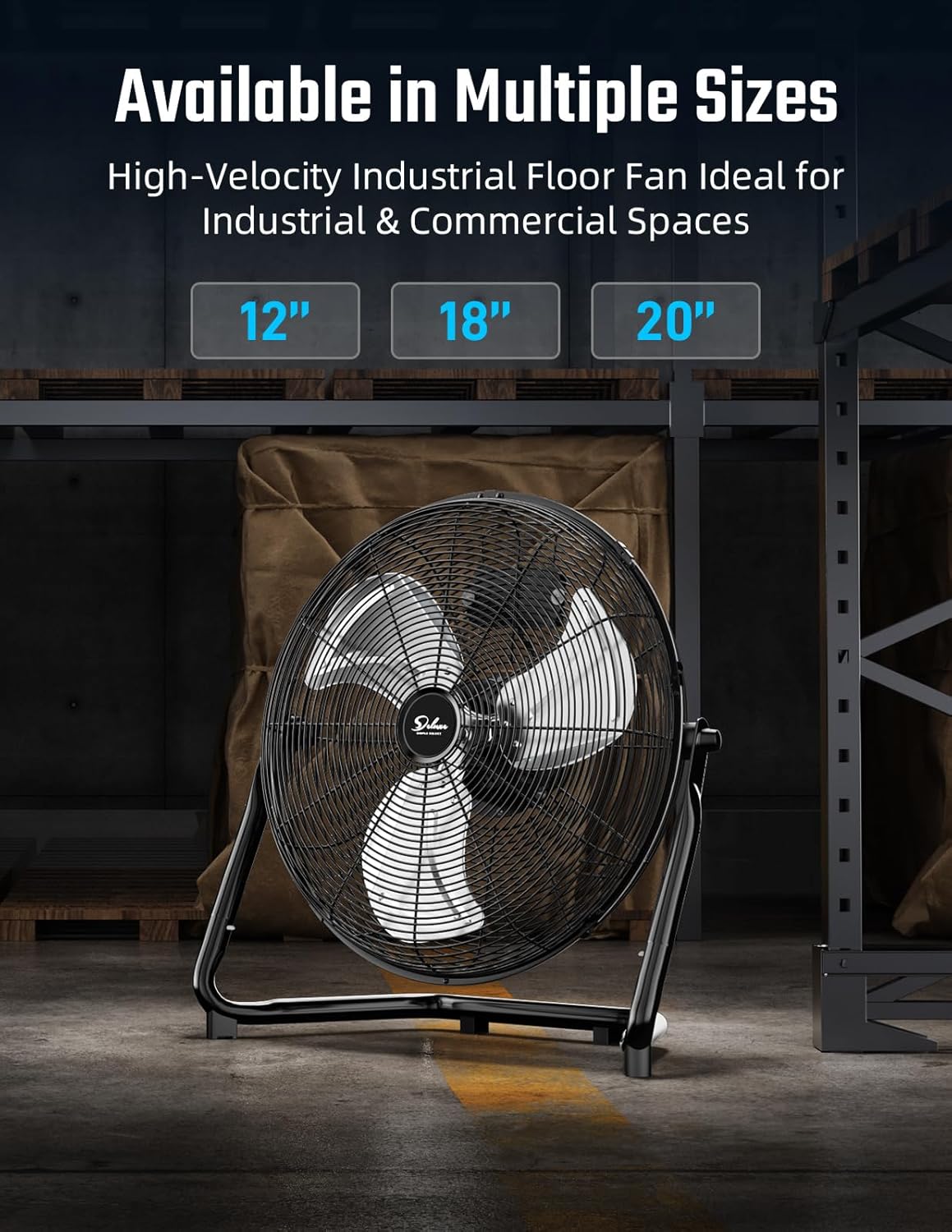 Simple Deluxe 20 Inch 3-Speed High Velocity Heavy Duty Metal Industrial Floor Fans Quiet for Home, Commercial, Residential, and Greenhouse Use - Image 7