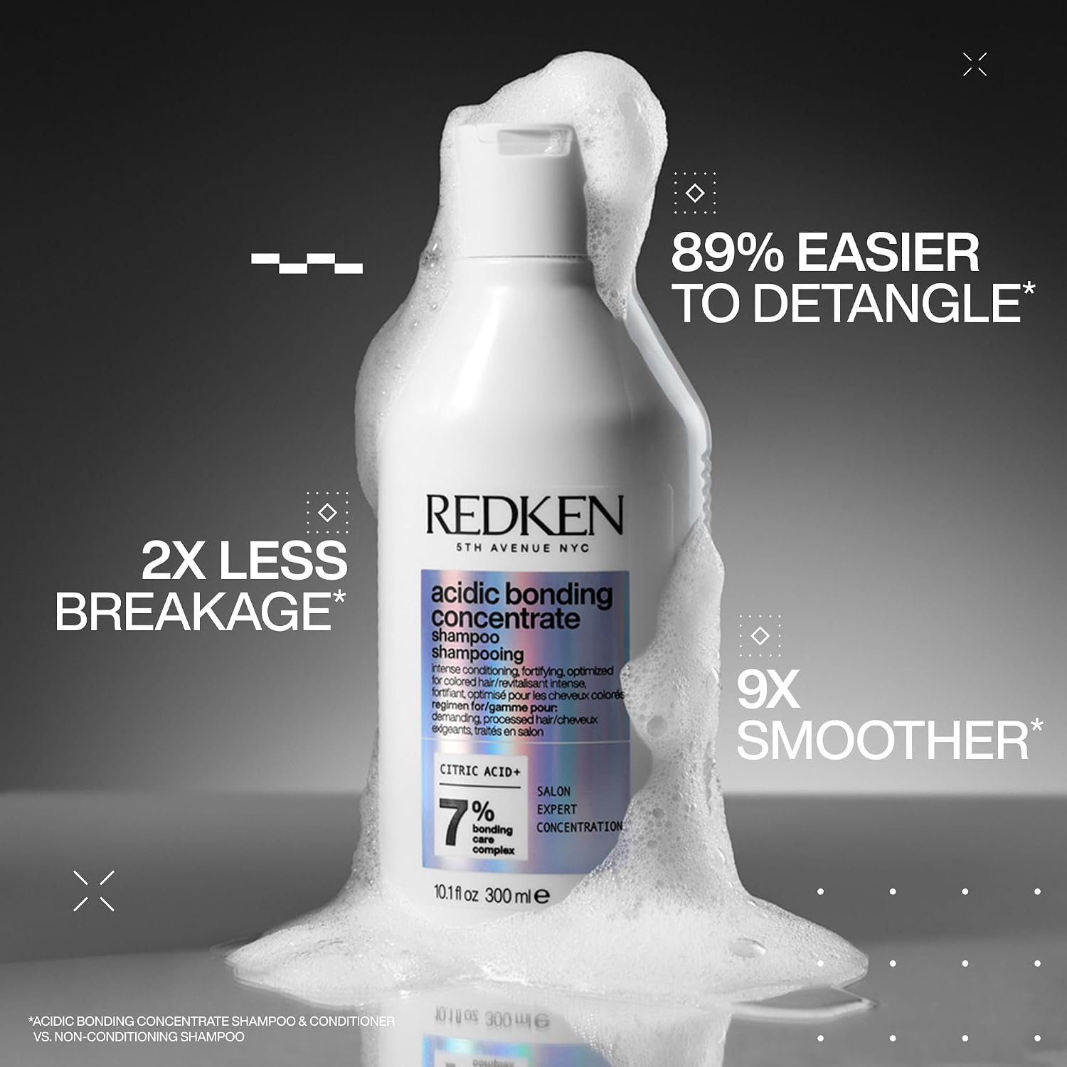 Redken Acidic Bonding Concentrate Shampoo - For Damaged Hair Repair, Strengthens and Repairs Weak and Brittle Hair, Sulfate-Free, Color Safe, With Citric Acid - Image 3