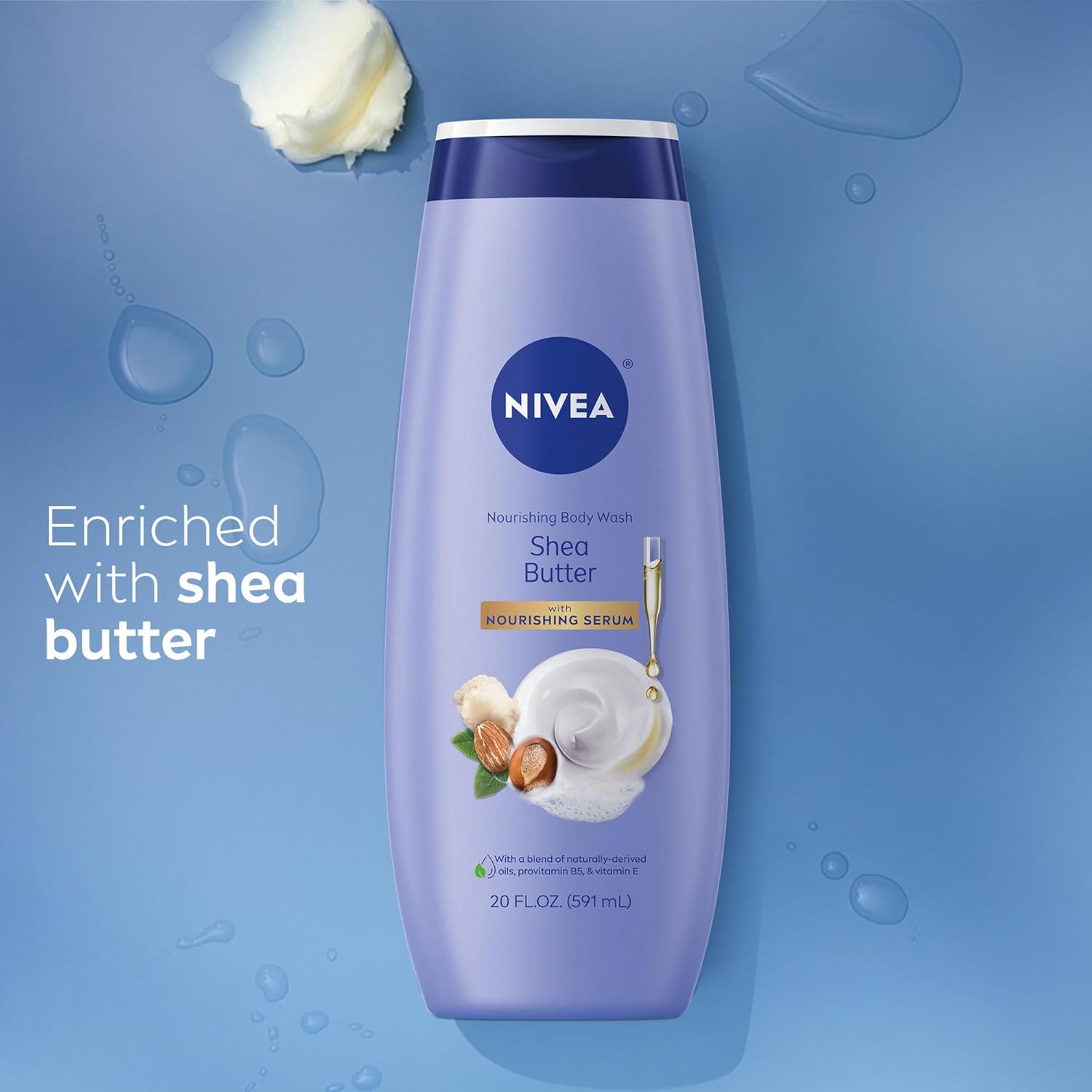 NIVEA Nourishing Shea Butter Body Wash with Nourishing Serum, Moisturizing Body Wash for Women, Enriched Provitamin B5 and Vitamin E, 20 Fl Oz Bottle - Image 10