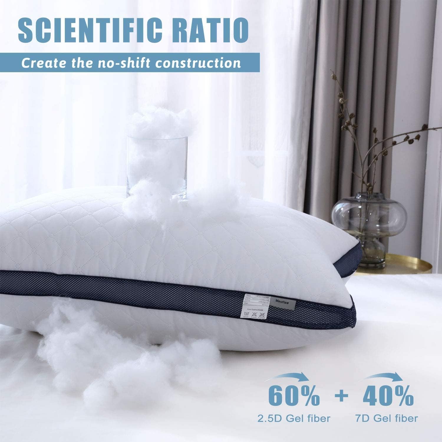 Meoflaw Pillows for Sleeping (2-Pack), Luxury Hotel Pillows Queen Size Set of 2,Bed Pillows for Side and Back Sleeper (Queen) - Image 4
