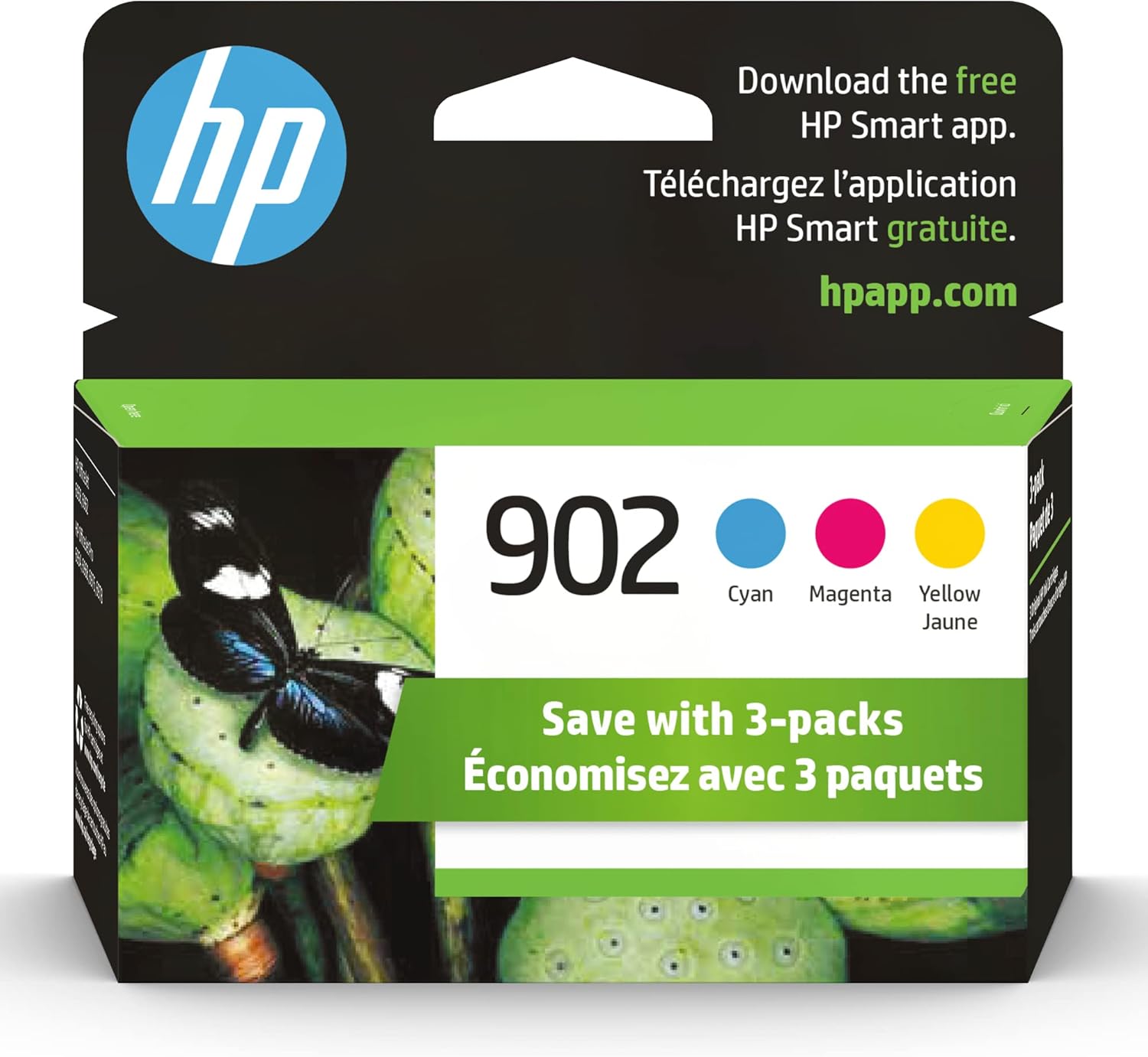 HP 902 Cyan, Magenta, Yellow Ink Cartridges Printers | Works with Printer Series: OfficeJet 6950, 6960; OfficeJet Pro 6960, 6970 | Eligible for Instant Ink | T0A38AN