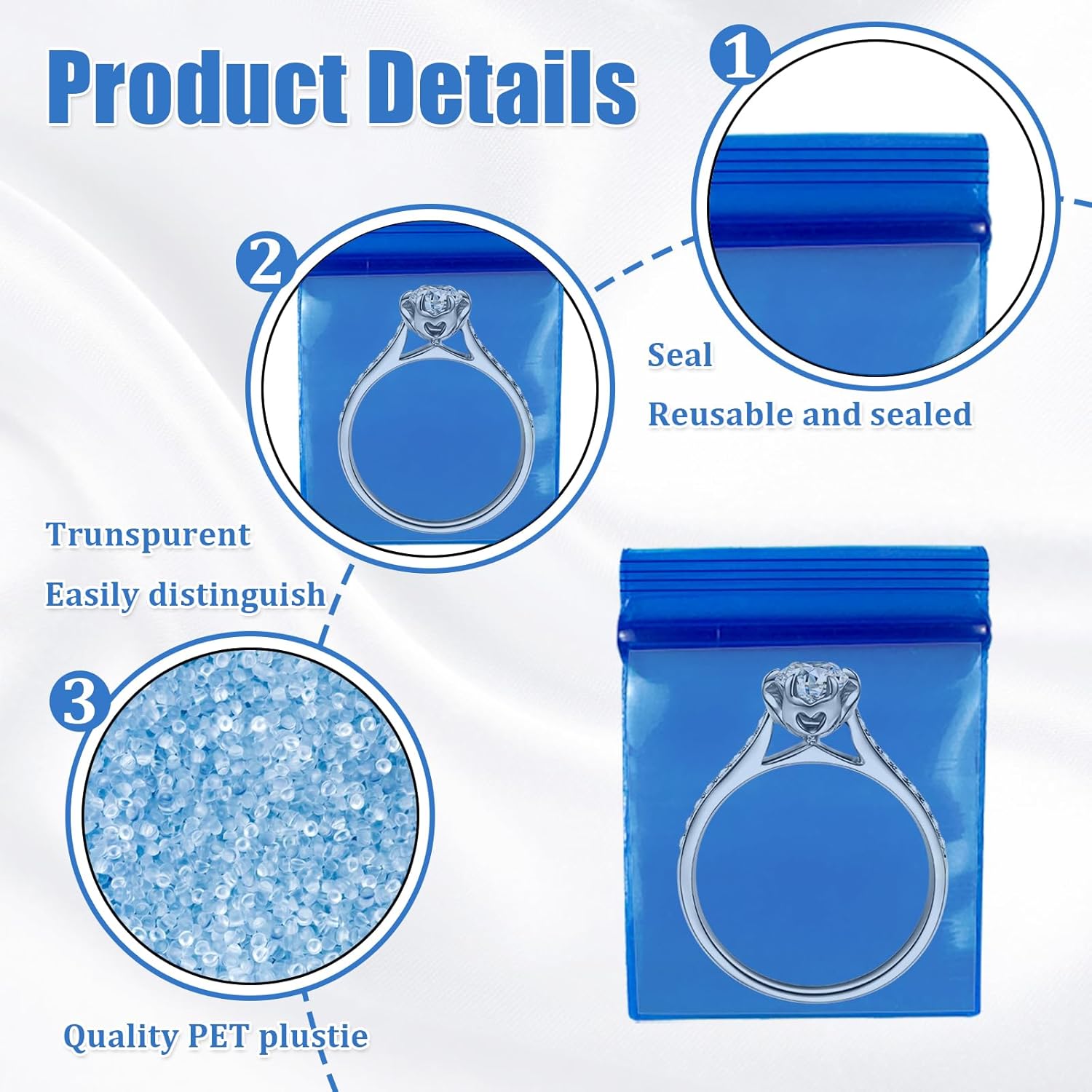 250pcs 1"x1" 4 Mil Mini Plastic Pouches Colored Clear Thick Poly Baggies All Purpose Resealable Storage Bags with Zip Top Lock for Jewelry Candy Beads Bolts Pills Powders - Image 4
