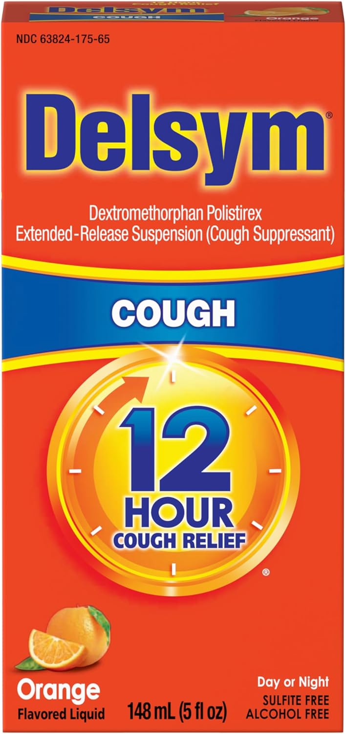 Delsym 12 Hour Cough Medicine for Adults, Powerful Relief for 12 Hours, Cough Suppressant Liquid with Extended-Release Dextromethorphan, Orange Flavor Liquid Cough Syrup, 5 Fl Oz (Pack of 1) - Image 2