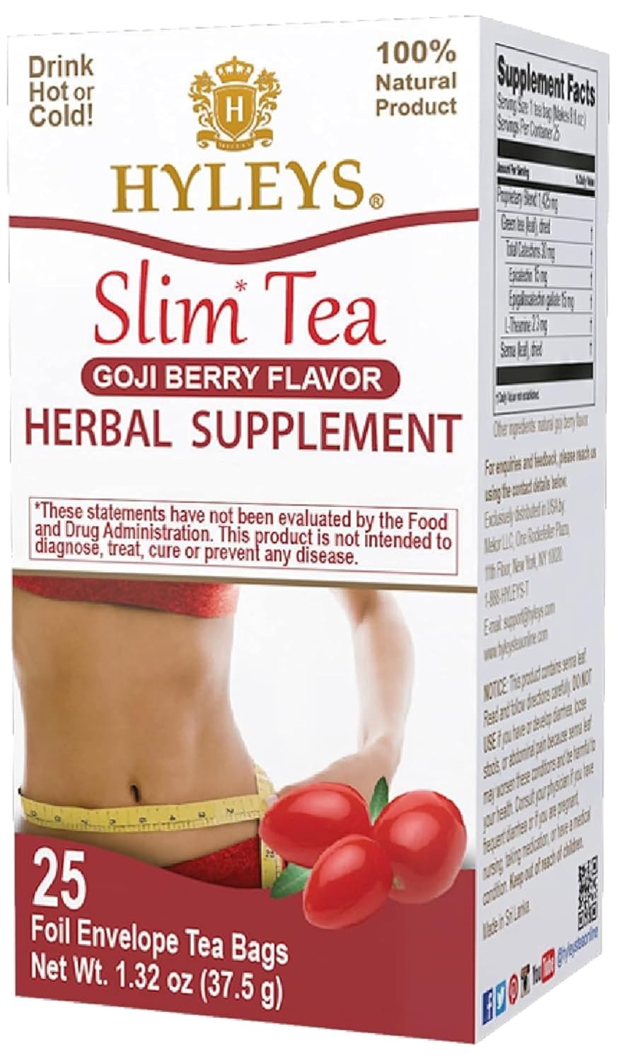 HYLEYS Slim Tea Goji Berry Flavor - Weight Loss Herbal Supplement Cleanse and Detox - 25 Tea Bags (1 Pack) - Image 2