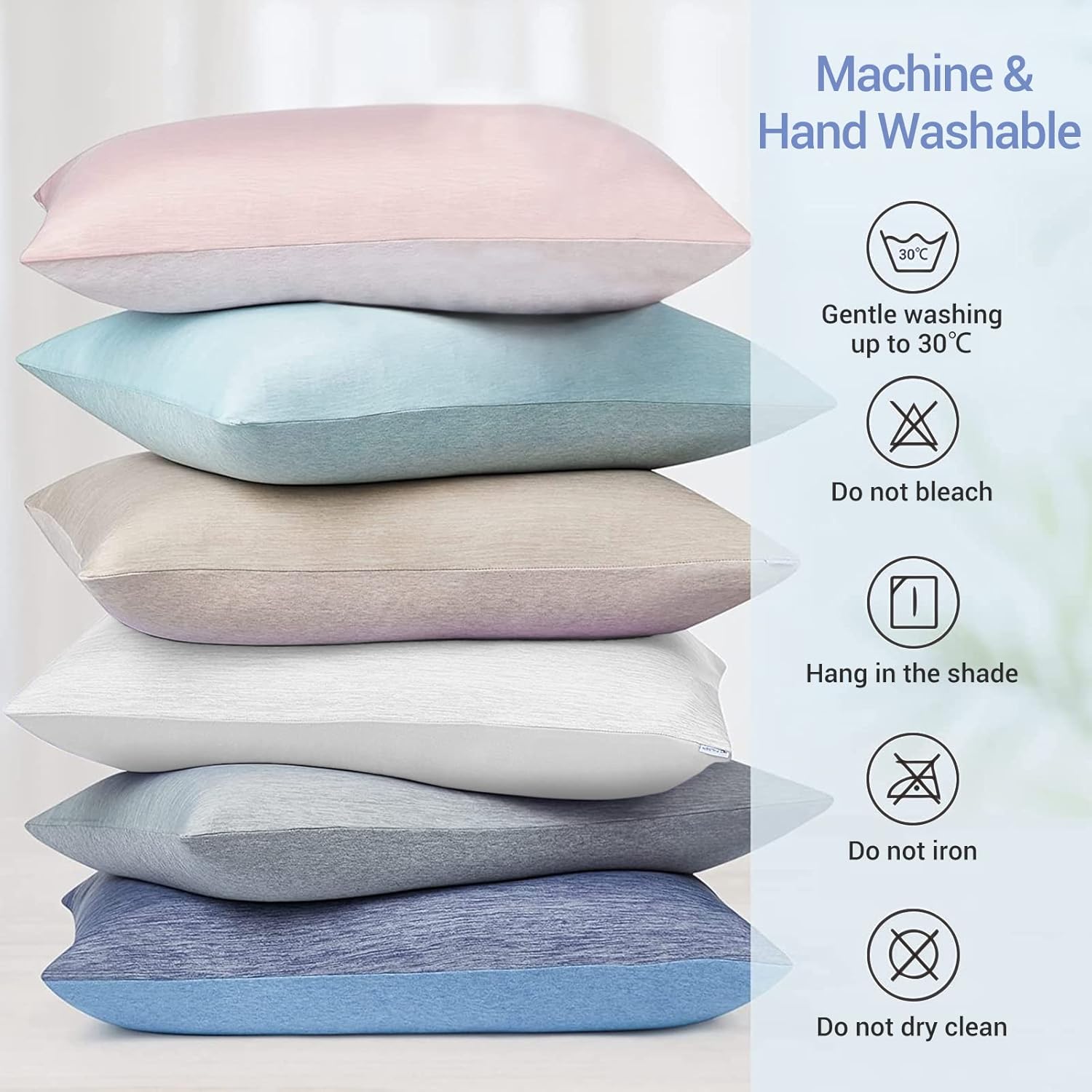LUXEAR 2 Pack Cooling Pillow Cases for Hot Sleepers, Arc-Chill Q-Max > 0.5, Hair & Skin Friendly, Double-Sided, Machine Washable, Hidden Zipper, Gift for Women & Men, 20x26, Blue - Image 9