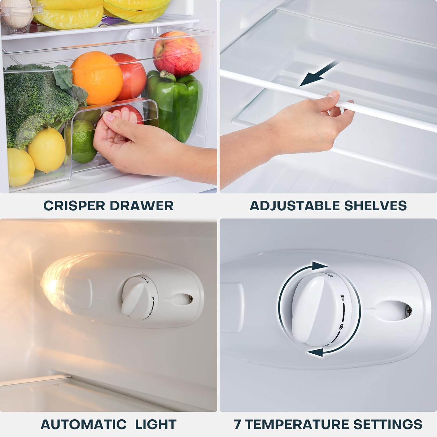 Upstreman 3.1 Cu.Ft Mini Fridge with Freezer, Double Door Small Fridge, Dorm Essentials, Adjustable Thermostat, Energy Saving, Mini Refrigerator for Office, Dorm, Bedroom, Black - Image 4