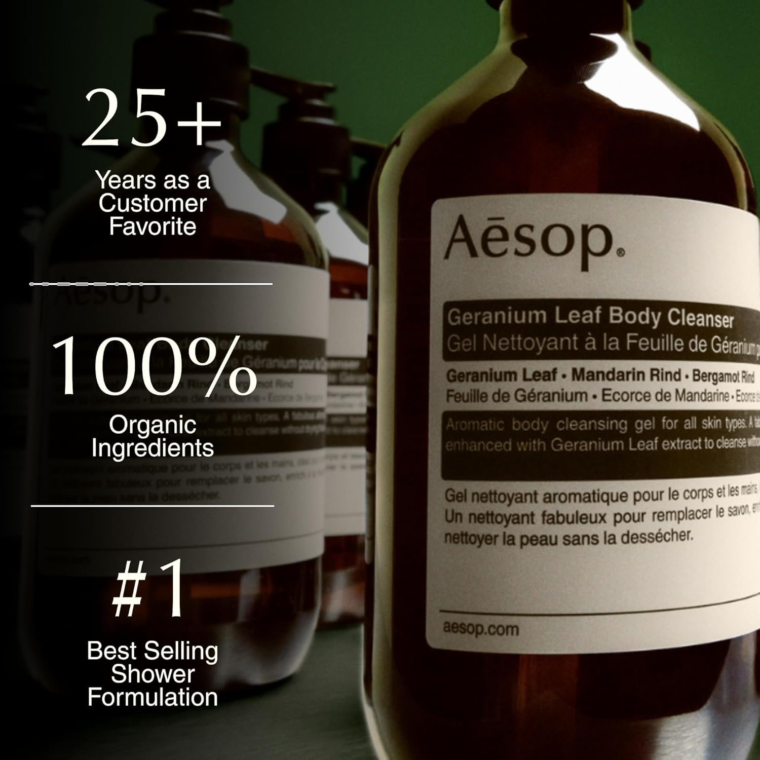 Aesop Geranium Leaf Body Cleanser | Gentle Shower Gel with Geranium, Mandarin and Bergamot Essential Oil Blend to Refresh & Balance Skin | 500 mL / 16.9 oz - Image 4