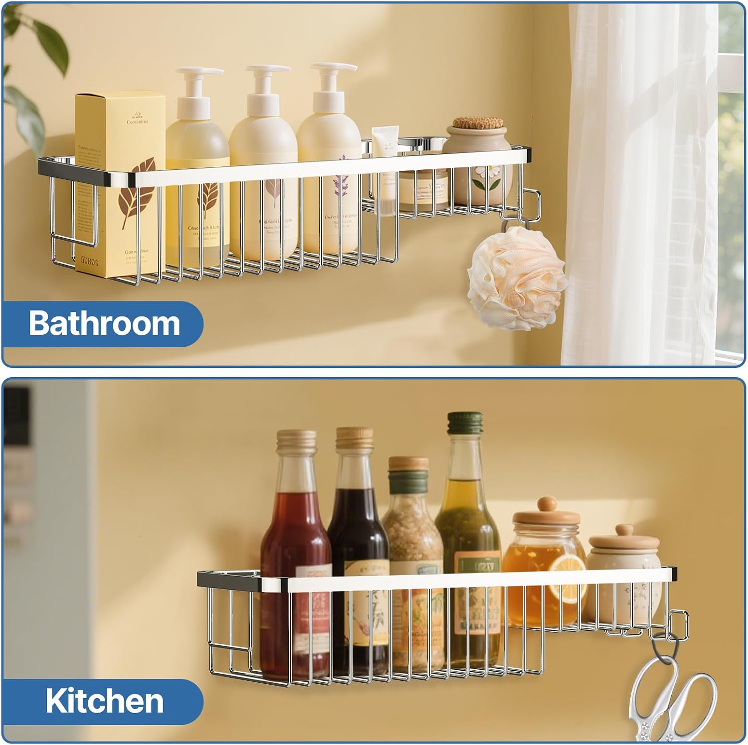 Wire Basket Wall Mount,Corner Shower Caddy 304 Stainless Steel,Bathroom Shower Organizer Soap Caddy,Polished Finish,Long Basket - Image 7