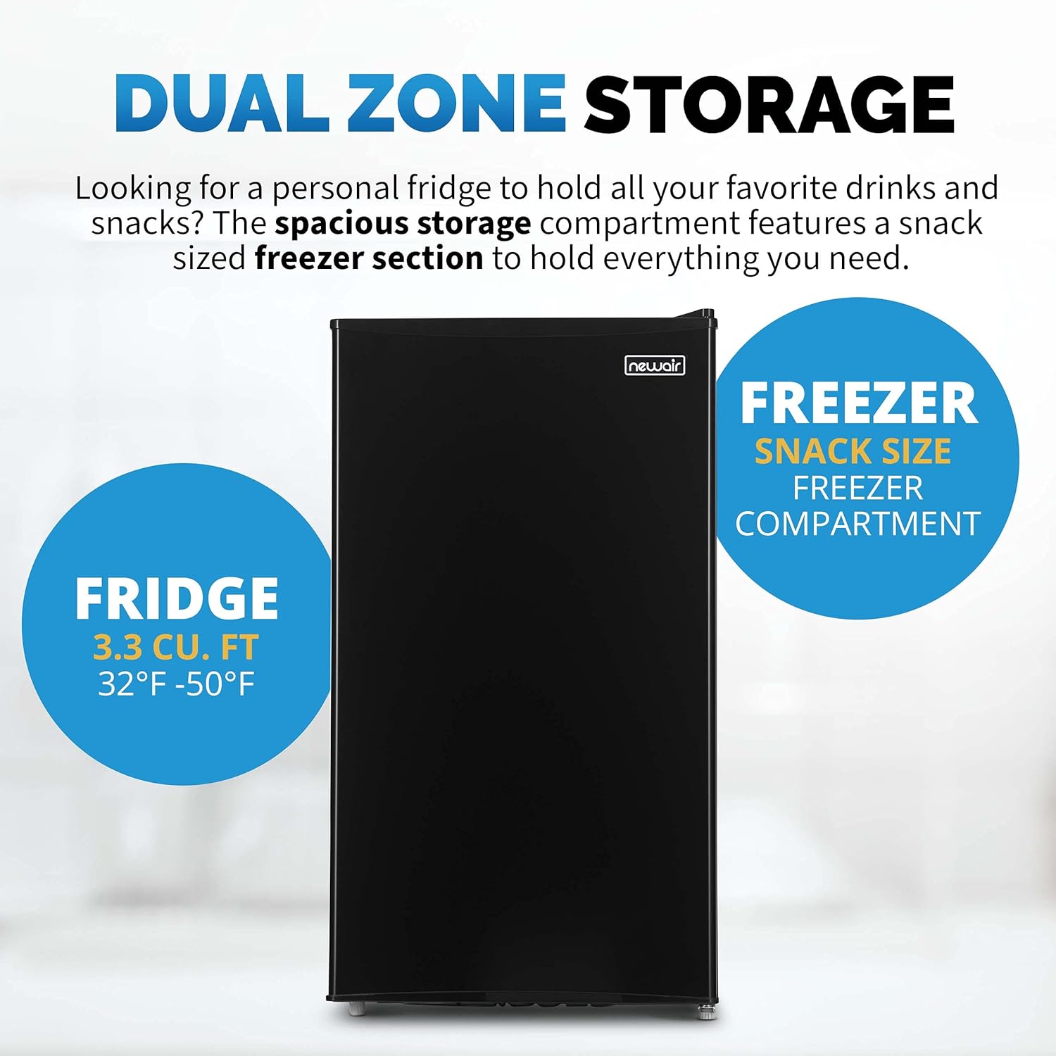 NewAir 3.3 Cu. Ft. Compact Mini Fridge with Chiller Compartment, Energy Star Certified, Single Door Refrigerator, Can Dispenser, Perfect for Dorm Rooms, Bedrooms, Home Offices, and RV Vans - Image 3