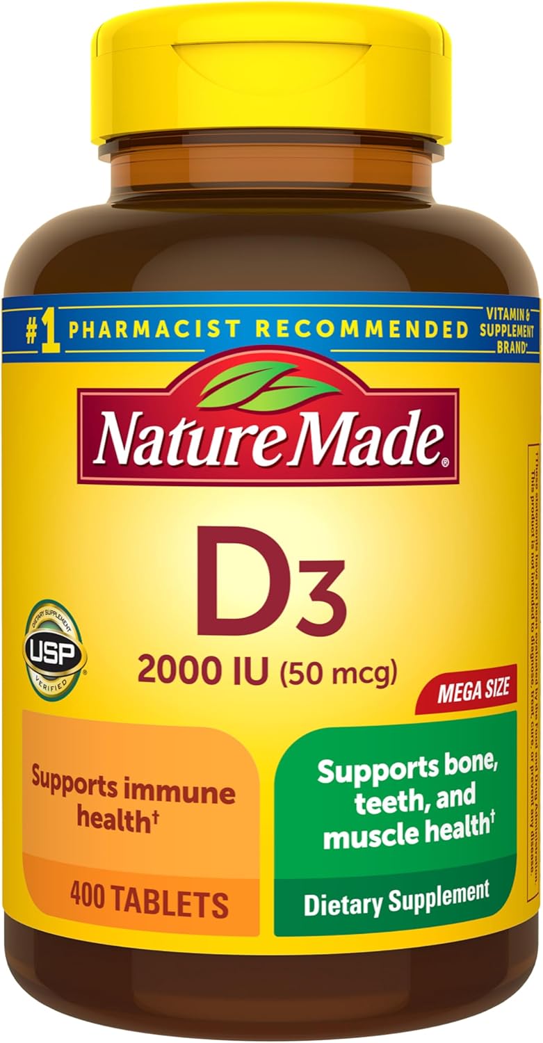 Nature Made Vitamin D3 2000 IU (50 mcg), Vitamin D Supplement for Bone, Teeth, Muscle and Immune Health Support, 400 Tablets, 400 Day Supply - Image 2
