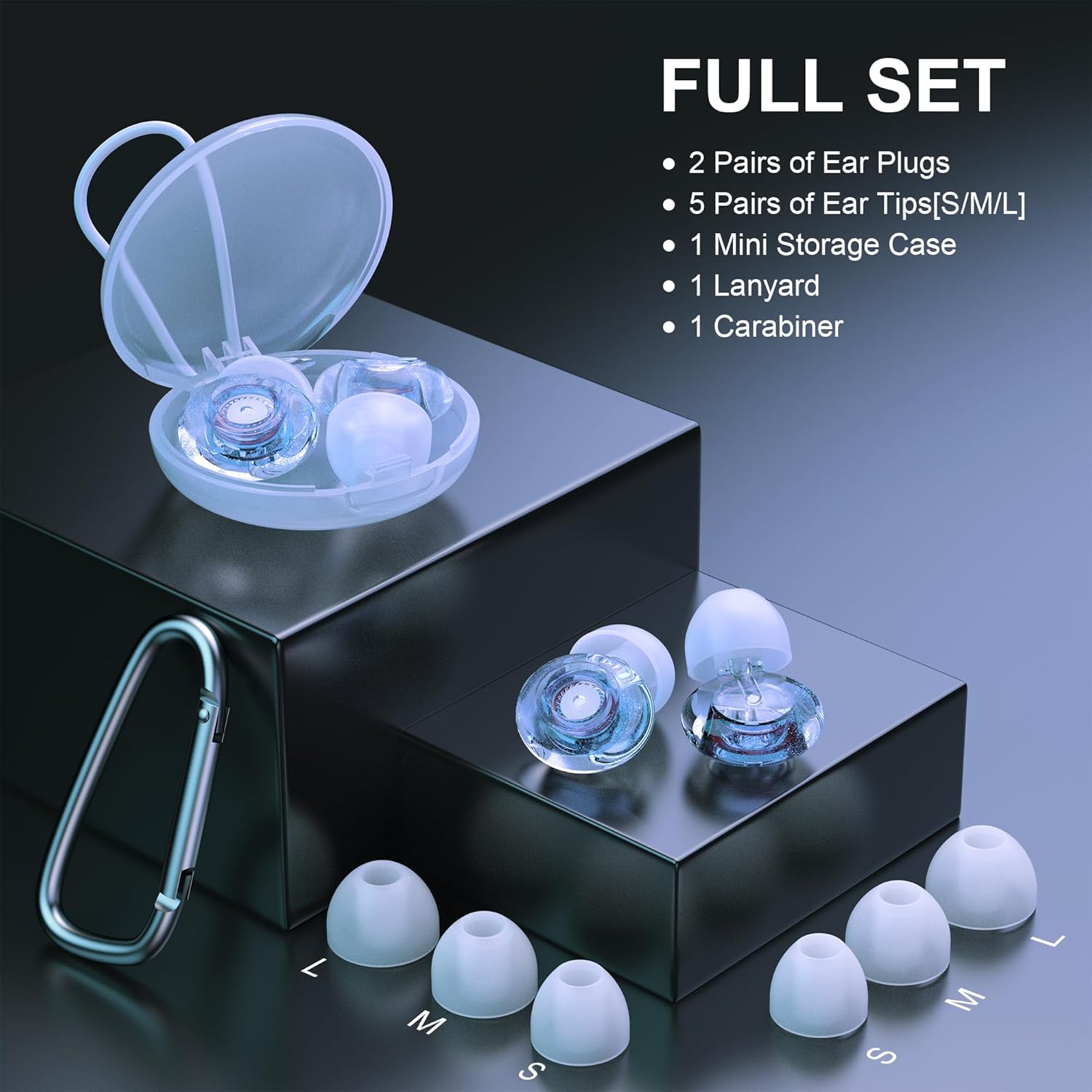 Yawsoy Ear Plugs for Concerts, 2 Pack High Fidelity Ear Plugs, Reusable Silicone Earplugs for Concert, Rave, Work, Musicians, 5 Pair Ear Tips, 18-25 dB Concert Ear Plugs for Noise Cancelling(Blue) - Image 7