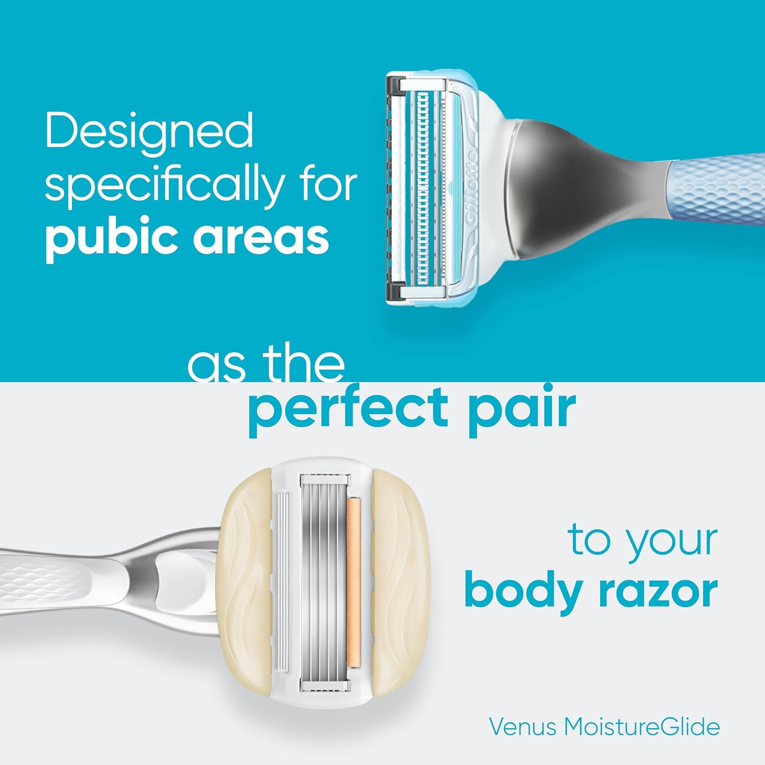 Gillette Venus for Pubic Hair and Skin Shaving Set, Women’s Razor, 1 Handle + 2 Blade Refills + 2-in-1 Cleanser - Image 6