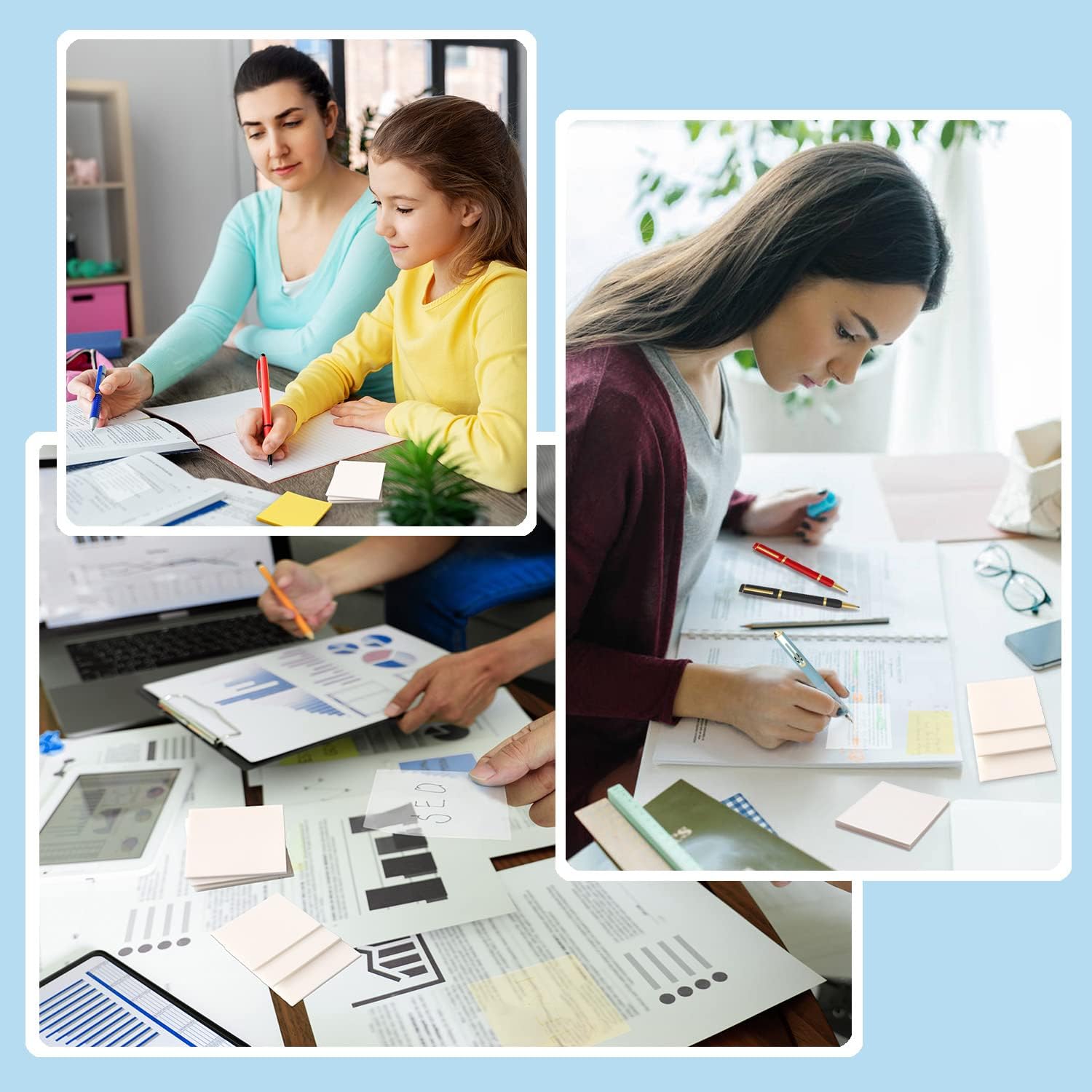 Transparent Sticky Notes - 3x3 inch Clear Sticky Notes Waterproof Self-Adhesive Translucent Sticky Note Pads for Books Annotation, See Through Sticky Note (200 Sheets) - Image 7