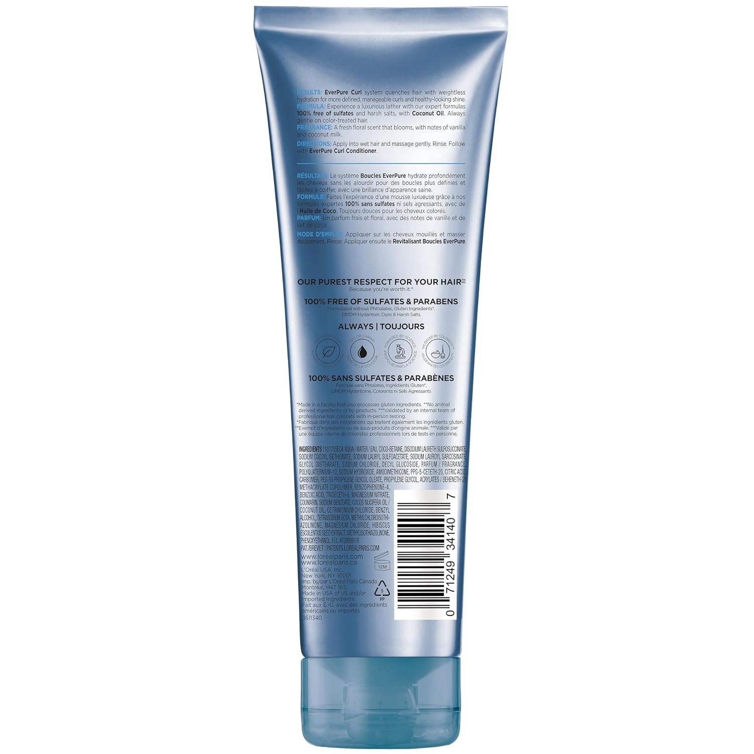 L'Oreal Paris Sulfate Free Shampoo for Curly Hair, Lightweight, Anti-Frizz Hair Care with Coconut Oil, EverPure, 8.5 Fl Oz (Packaging May Vary) - Image 11