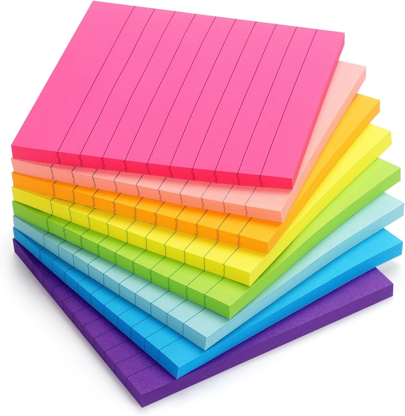 Eastern Wolf 8 Pads Lined Sticky Notes 4x4 Sticky Notes with Lines Self-Stick Note Pads 8 Bright Multi Colors, 50 Sheet/Pad - Image 2