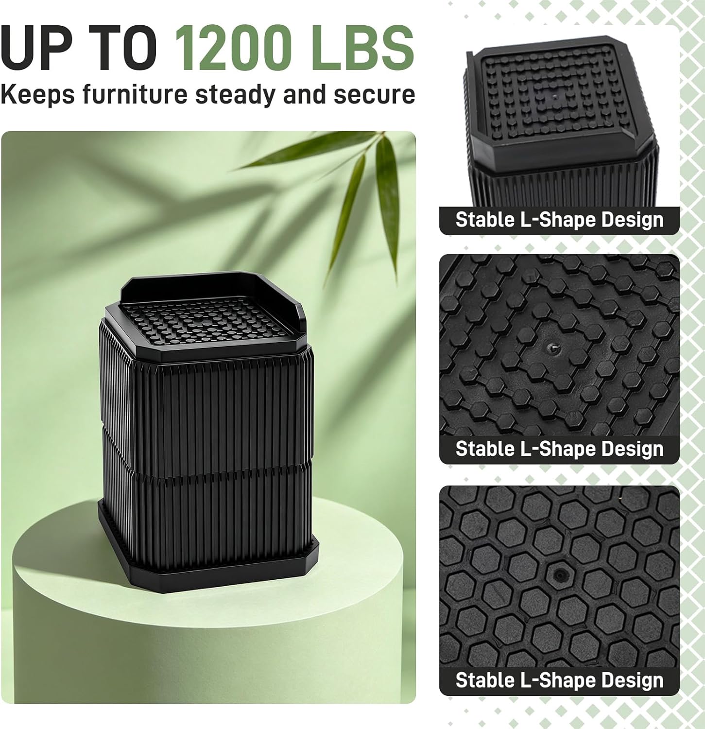 EleganceX Furniture Risers 8 Pack - Couch Risers 2" to 4" Height Lift for Bed, Sofa,Desk,Table,Refrigerator, Washing Machine |Easy Storage & Cleaning,Anti-Slip Design Supports Up to 1200lbs - Image 6