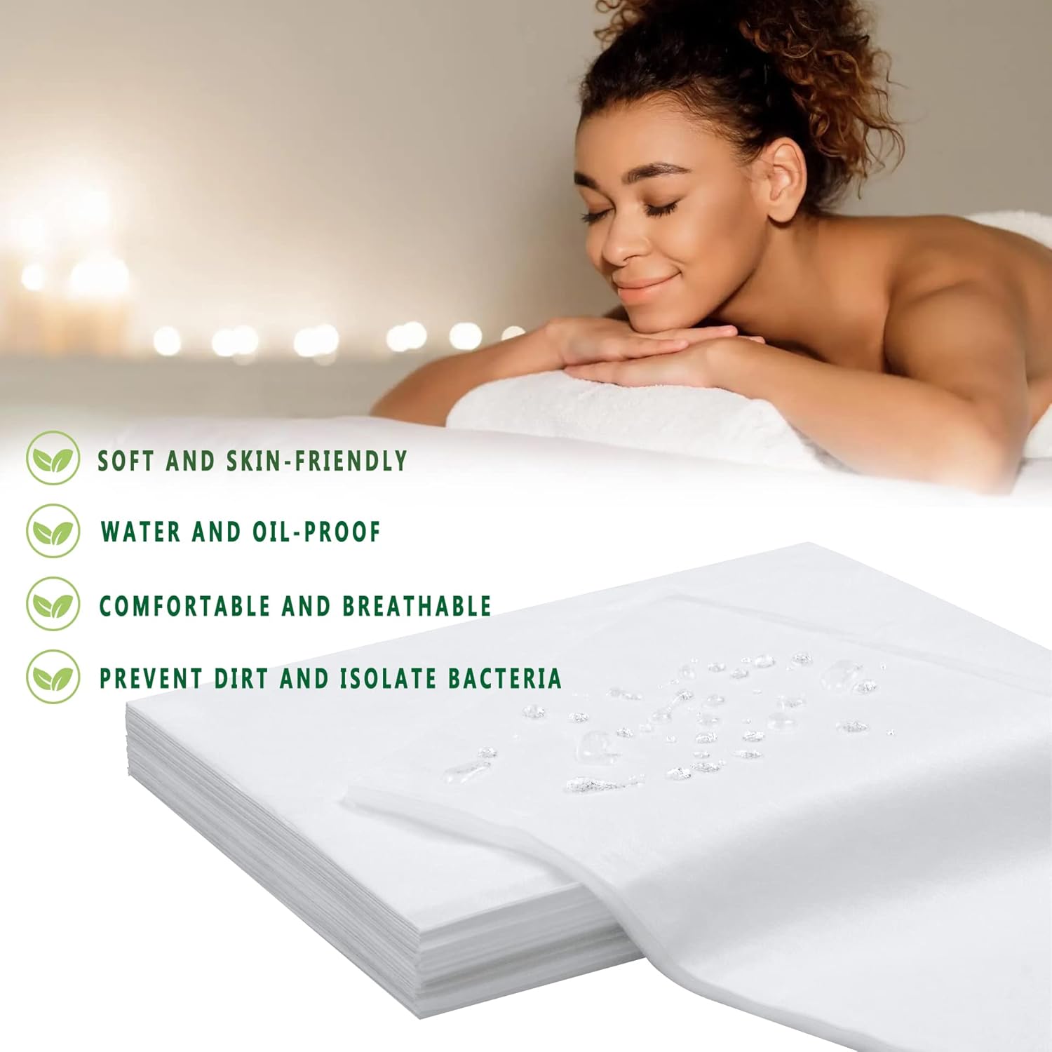 Disposable Bed Sheets 100 Pcs 31" x 71" Massage Table Sheets Non Woven Fabric SPA Bed Cover Breathable for Massage Beauty Tattoos(White) - Image 3