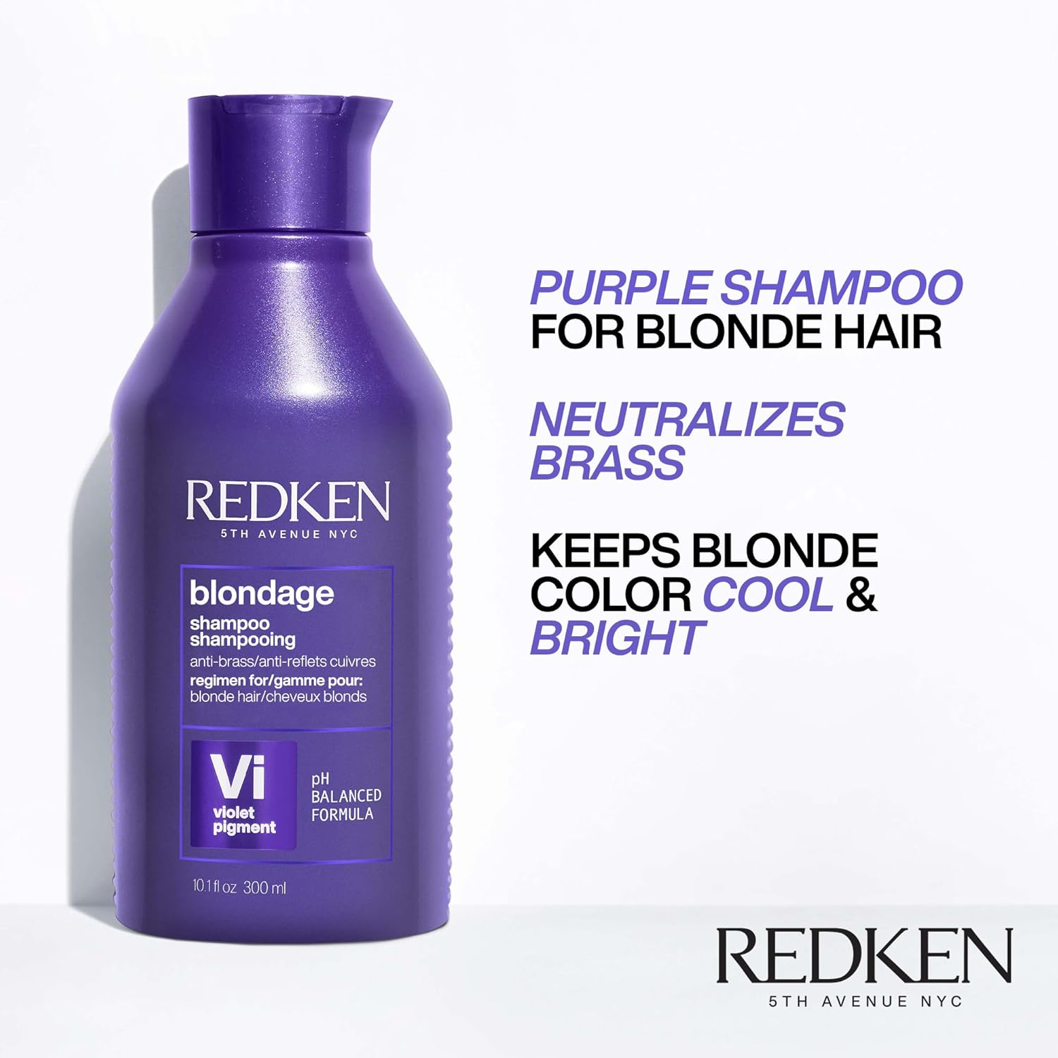 Redken Blondage Purple Shampoo For Blonde, Bleached or Highlighted Hair - Neutralizes Brassy Tones With Salicylic Acid, Color Depositing - Image 3