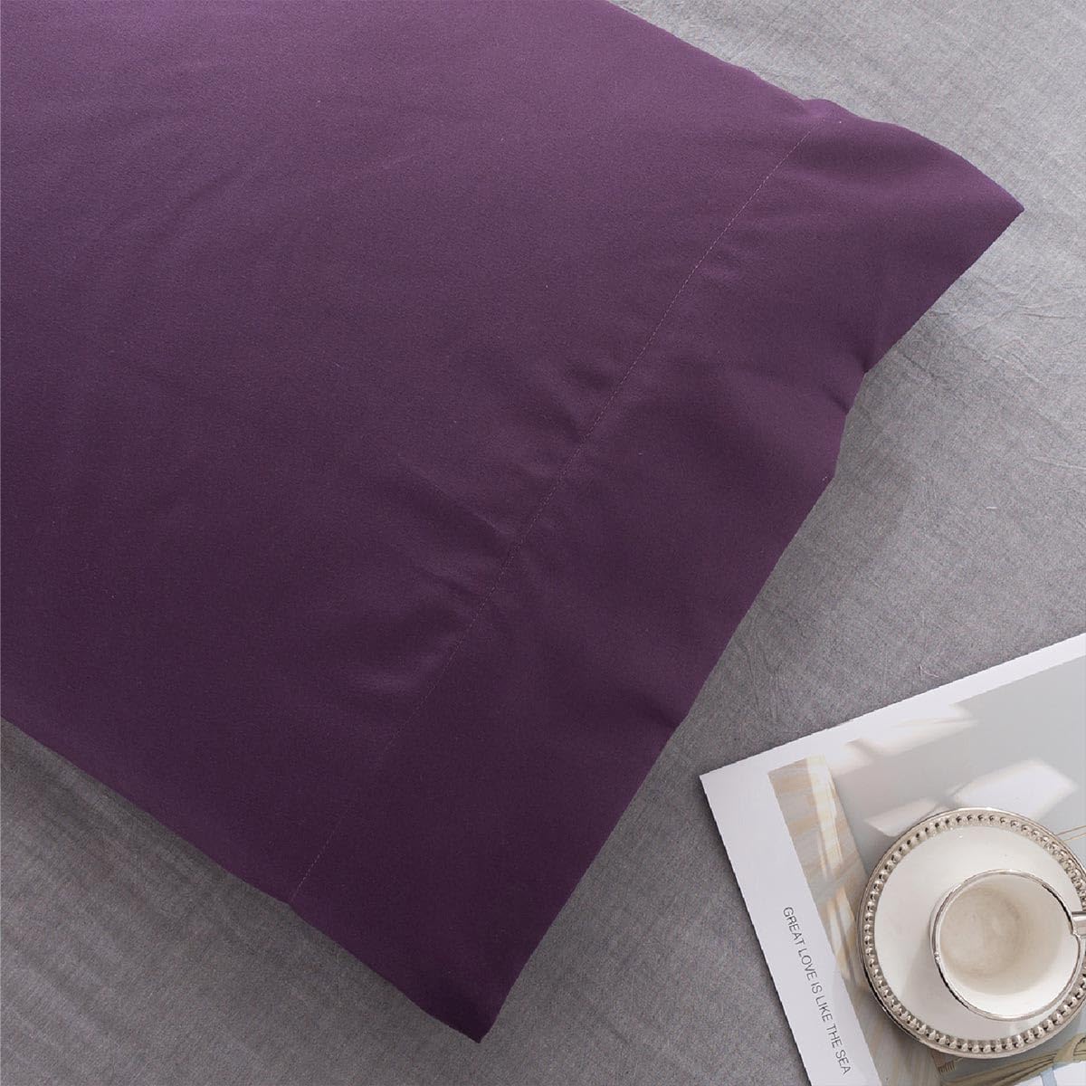 Microfiber Standard Bed Pillowcases 2 Pack, Super Soft Bed Pillow Covers Envelope Closure, Wrinkle, Fade and Stain Resistant, 20x26, Purple - Image 3