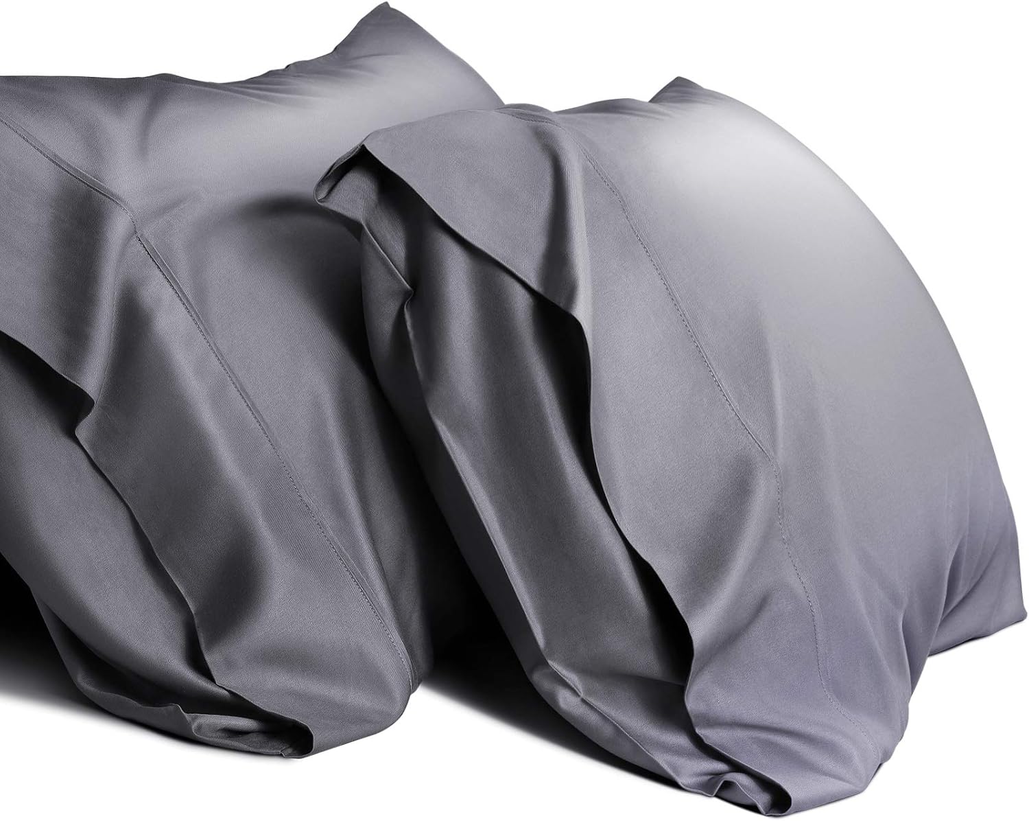 WishSmile Cooling Queen Pillowcases Set of 2 Breathable Cool Silky Soft Rayon Derived from Bamboo Fabric, Moisture Wicking for Hot Sleepers, Hair and Skin Friendly, Dark Grey, 2 Pack, 20x30IN - Image 2