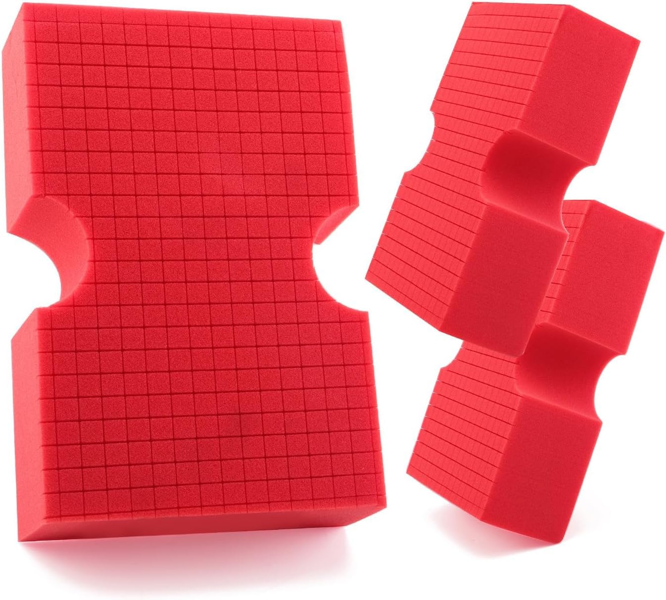 Car Wash Sponge, SPTA 3 Pack Big Red Sponge, Scratch-Free Car Cleaning Sponge, Durable Cross Cut Grid Sponge for Auto Multi Use Cleaning Washing Surfaces - Image 2