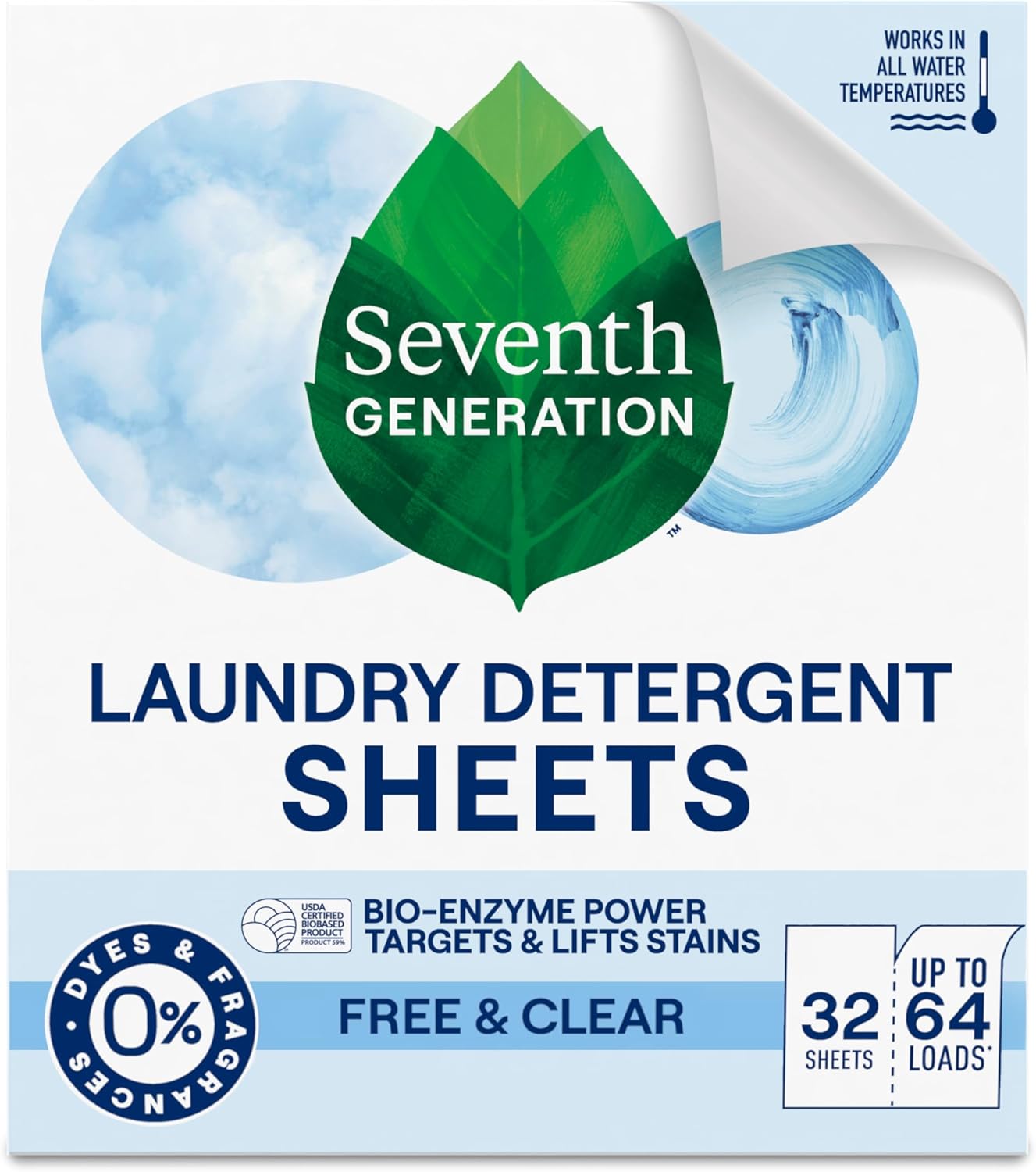 Seventh Generation Laundry Detergent Sheets 32ct Free & Clear Removes Tough Stains Safer for your family - Image 2