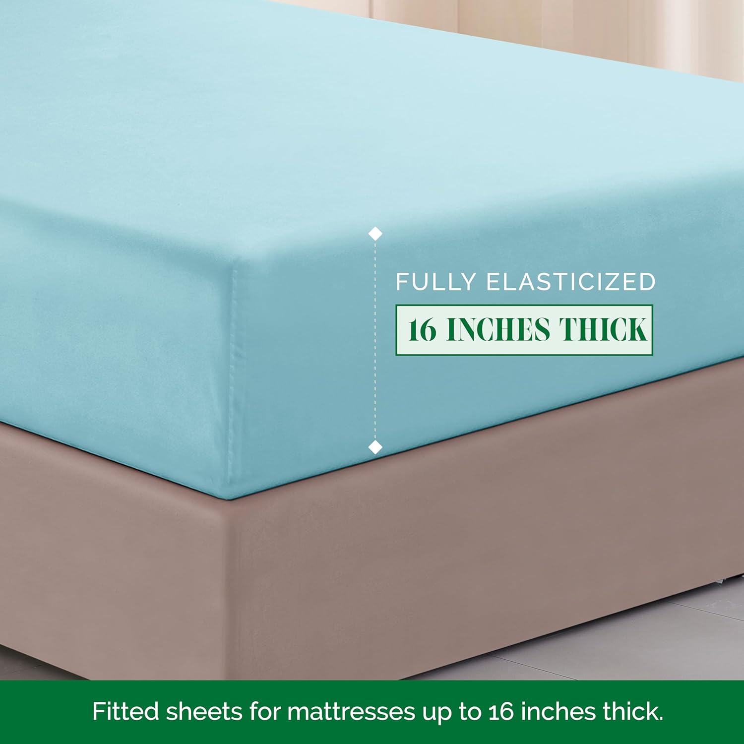 Elegant Comfort Luxurious 1500 Premium Hotel Quality Microfiber Three Line Embroidered Softest 4-Piece Bed Sheet Set, Wrinkle and Fade Resistant, King, Aqua Blue - Image 4