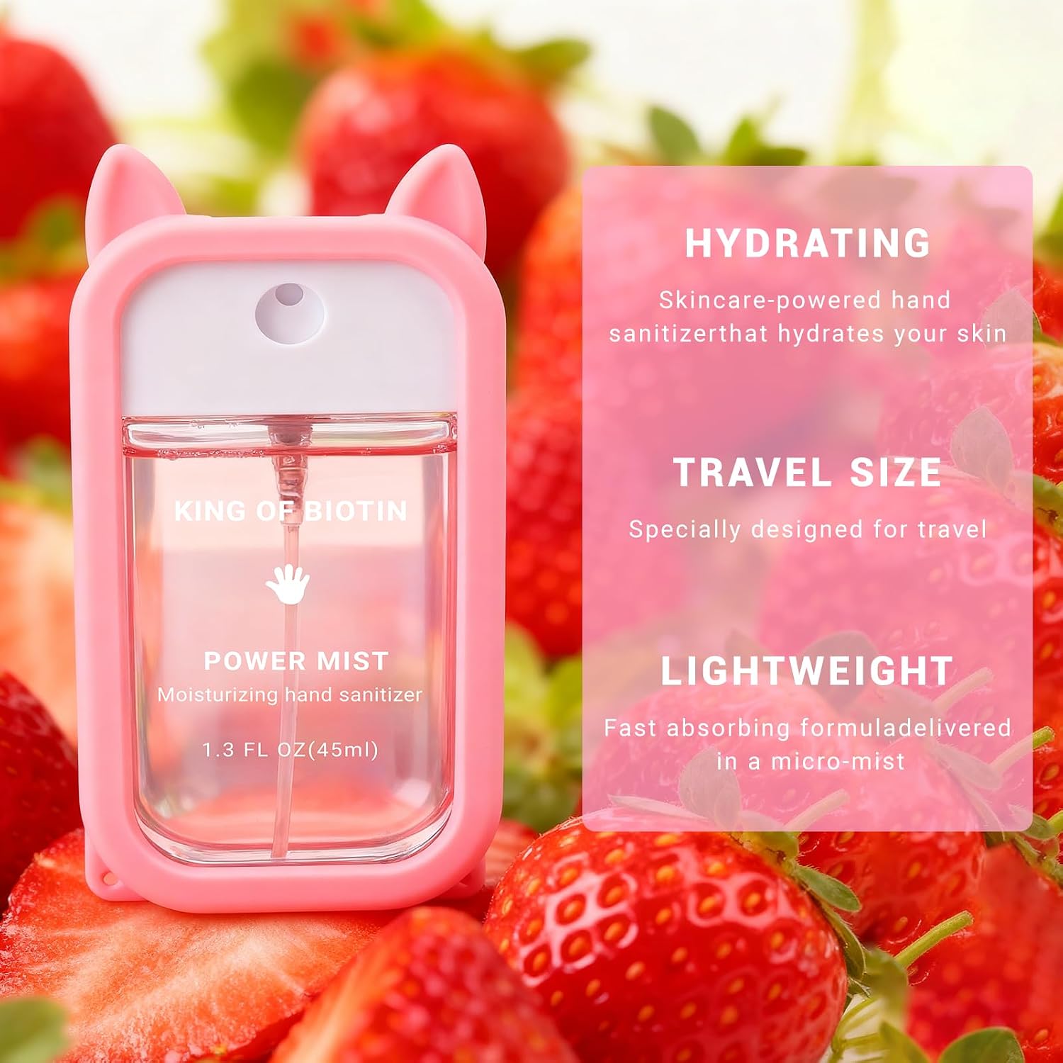 Hand Sanitizer Spray, 3 Pcs Spray Hand Sanitizer with Silicone Case & Cute Keychain, Scented Pocket Power Mist Hydrating for Women, Teen, Girl, 3.9 FL. OZ. Travel Size, 3 Scents - Image 7