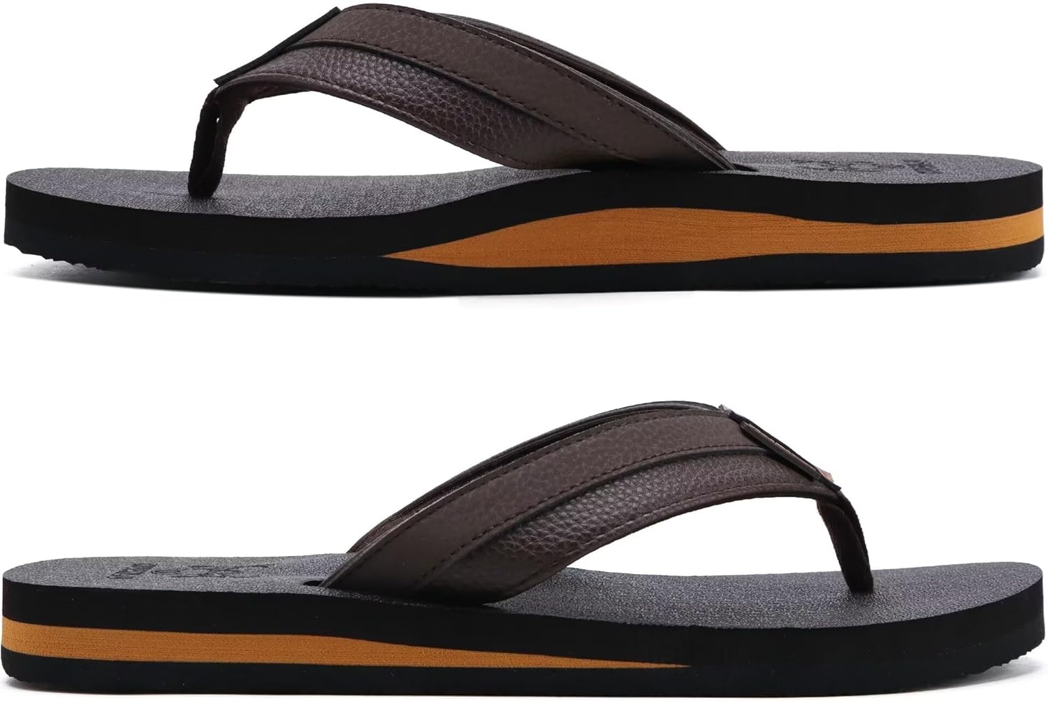 KuaiLu Men's Yoga Mat Leather Flip Flops with Arch Support Comfortable Cushion Walking Thong Sandals Slip On Indoor Outdoor - Image 9