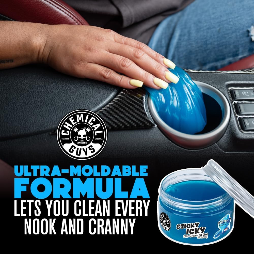 Chemical Guys Sticky Icky Car Cleaning Gel, Green Apple, Interior Car Cleaner, Reusable Automotive Crevice & Interior Dust Cleaner for Air Vents, Consoles, Cup Holders & Keyboards, 4 Pack (100g Each) - Image 7