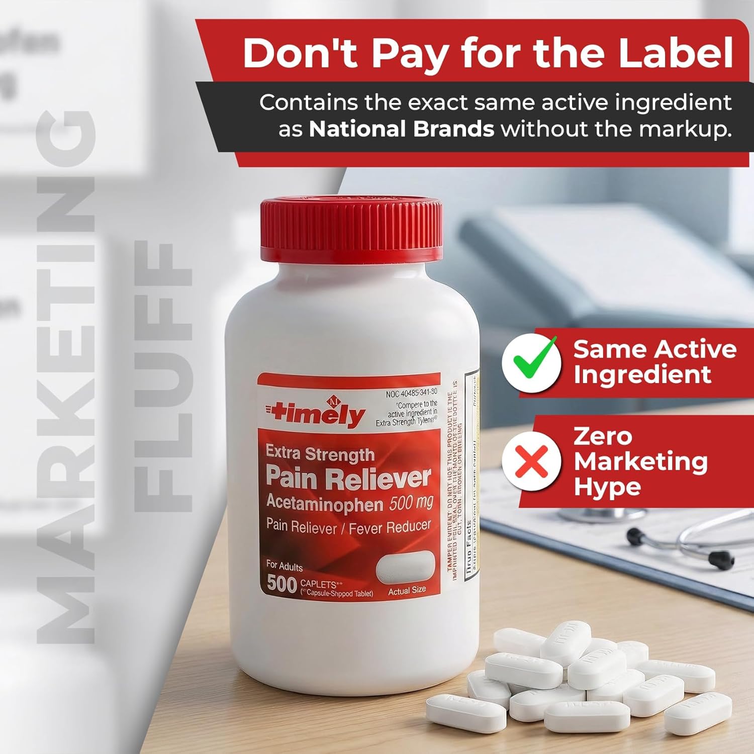 TIME-Cap Labs 500 Caplets Extra Strength Acetaminophen 500mg - Pain Reliever & Fever Reducer for Adults, Helps with Headaches, Backaches, Muscle Pain, Toothaches, Arthritis & Menstrual Cramps - Image 4