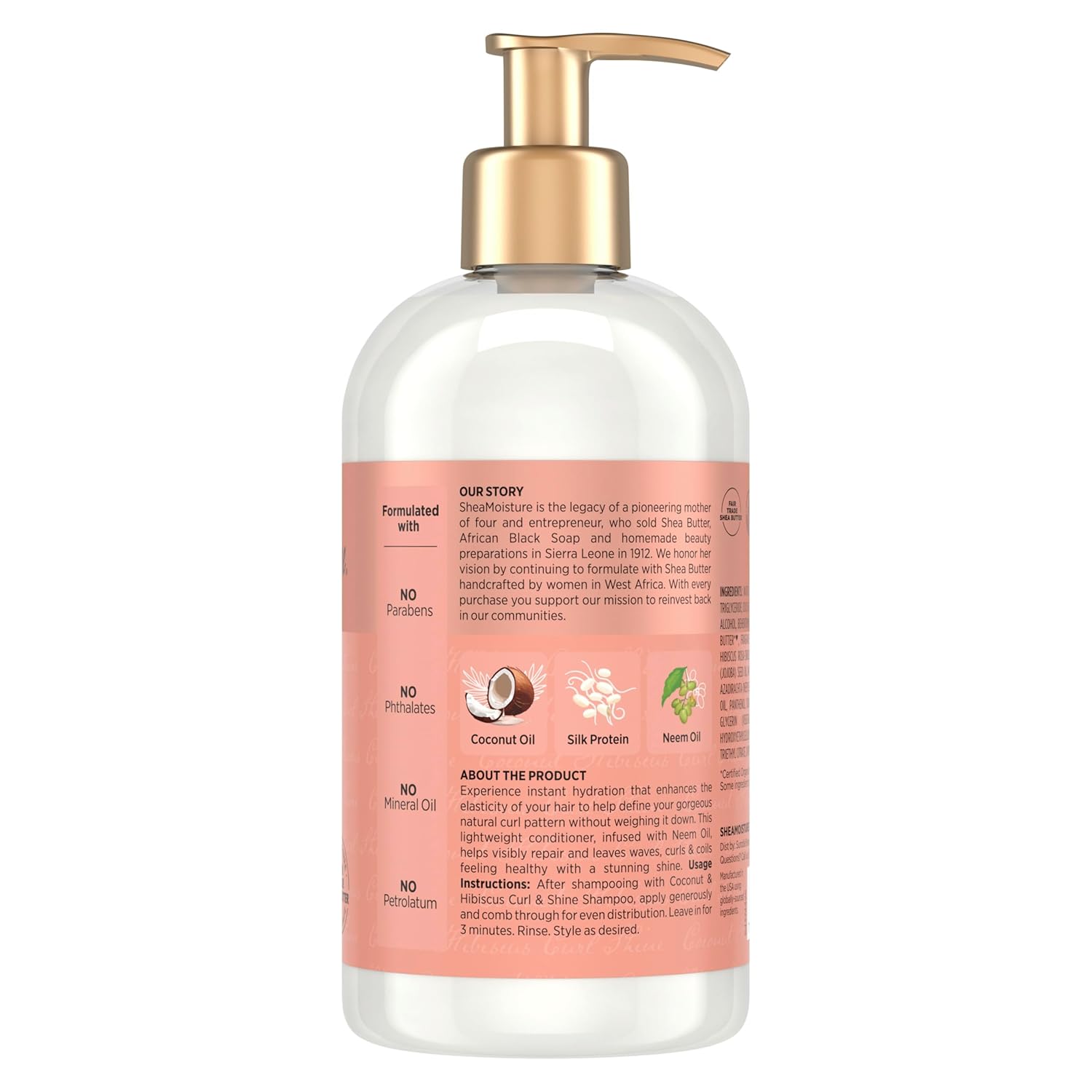 SheaMoisture Curl & Shine Conditioner Coconut & Hibiscus, for Thick, Curly Hair to Moisturize & Soften, 13 oz - Image 3