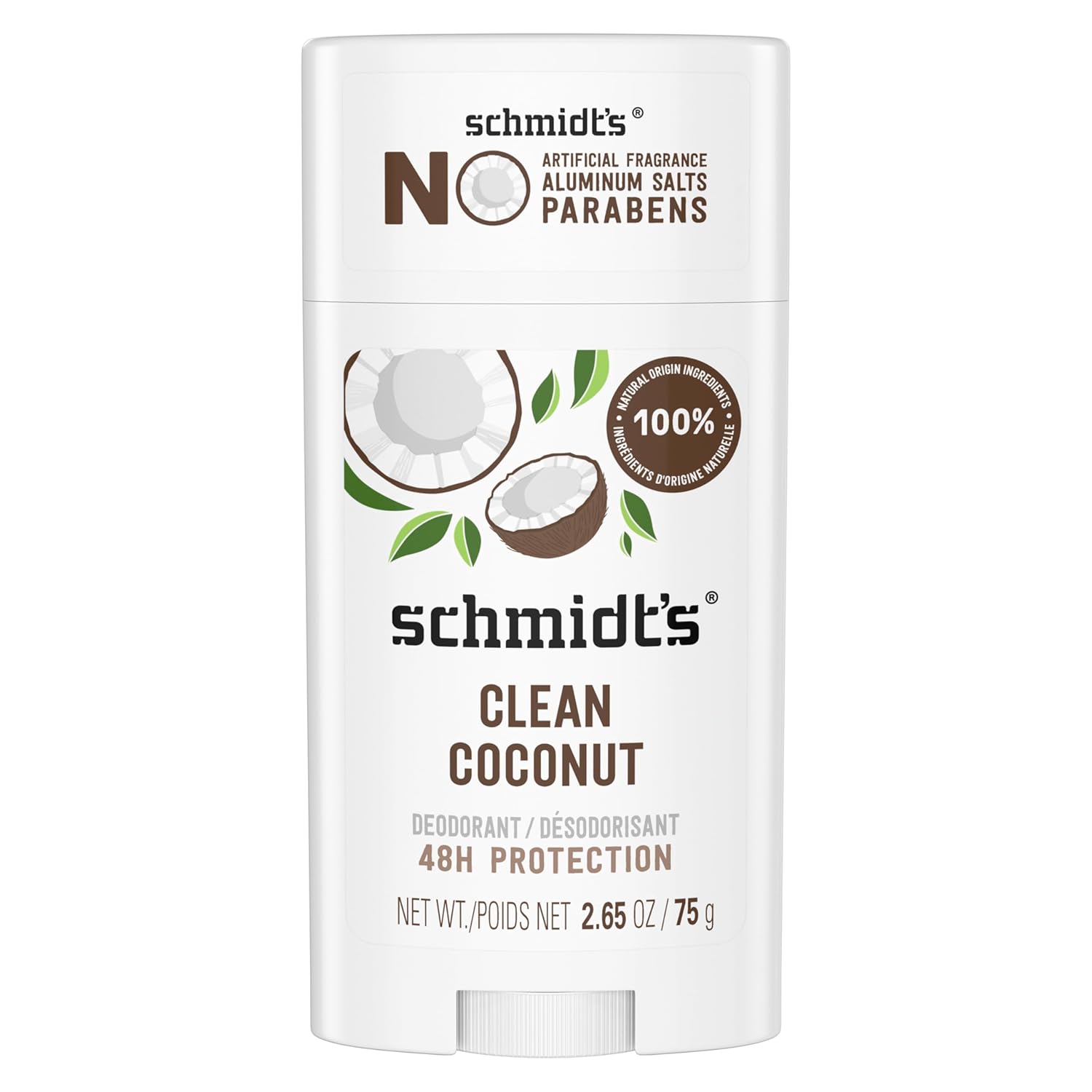 Schmidt's Aluminum-Free Vegan Deodorant Clean Coconut for Women and Men, with 24 Hour Odor Protection, Natural Ingredients, Cruelty-Free, 2.65 oz - Image 2