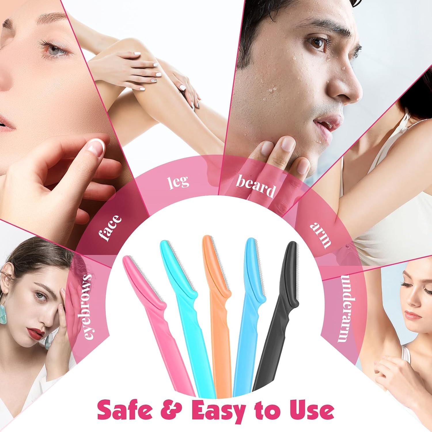 100 Pcs Eyebrow and Face Razors for Women and Men, Multi-Color Facial Shavers with Protective Covers, Safe for Beginners - Image 7