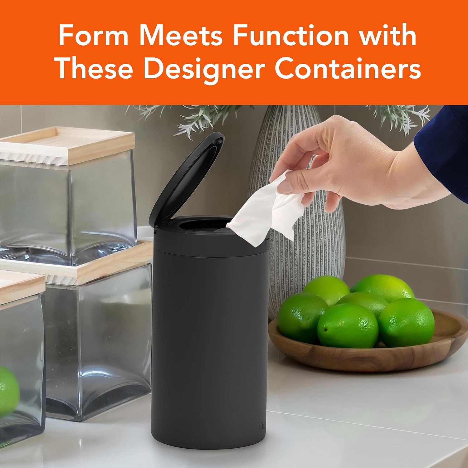 Spectrum Disinfecting Wipes Container Refillable Stainless Steel Wipe Holder for Bathroom Kitchen School Classroom, Reusable Push Button Wet Wipe Dispenser for Disinfect Cleaning Countertop, Black - Image 2