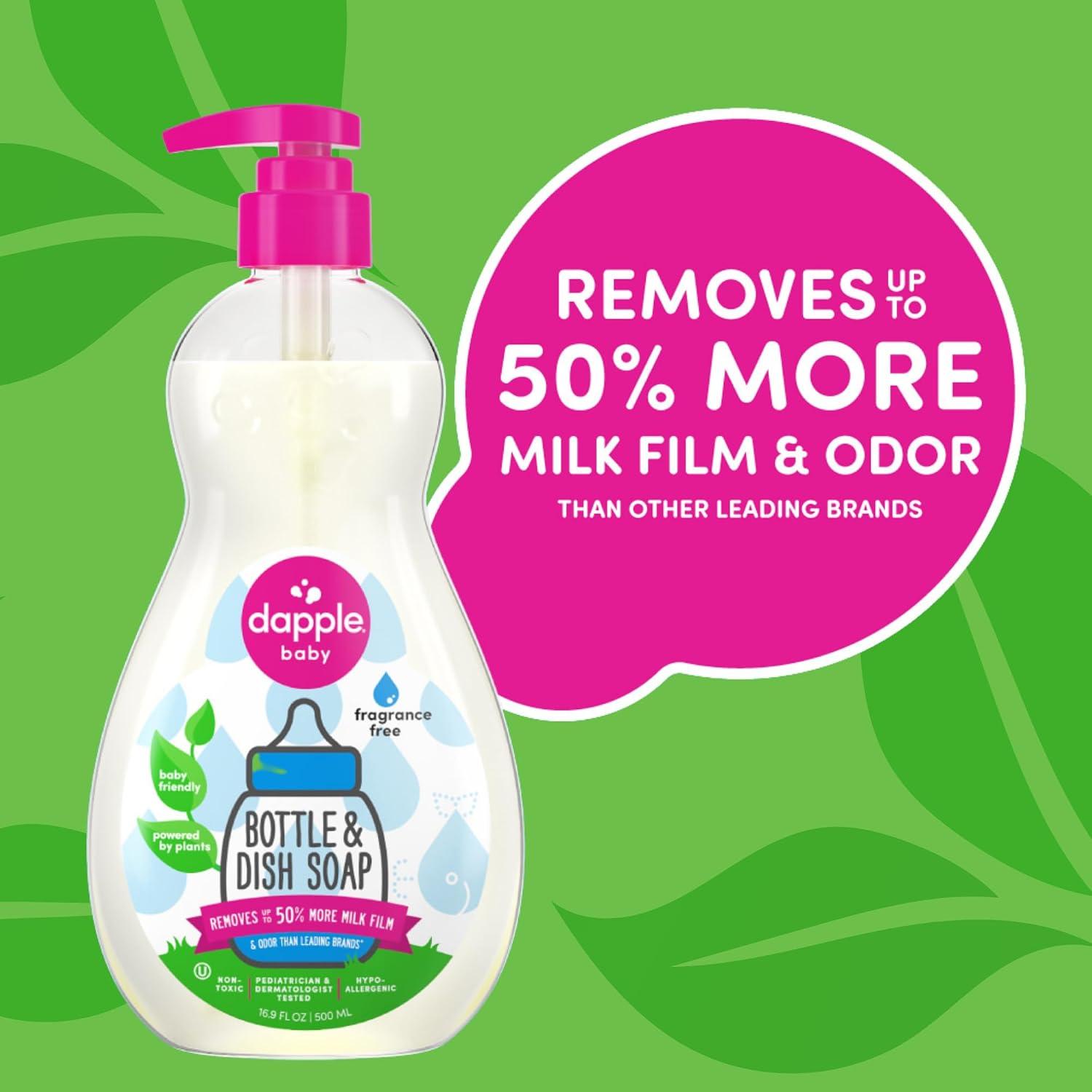 Dapple Baby Fragrance-Free Bottle & Dish Soap Refill Pouch - (2 Pack) 33.8 fl oz - Plant-Powered Cleaner for Baby Bottles, Pump Parts, and Sippy Cups - Image 6