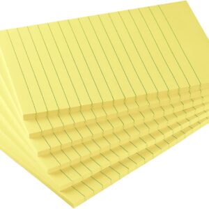 Early Buy 6 Pads Lined Sticky Notes with Lines 4×6 Self-Stick Notes Bright Color Sticky Notes, 45 Sheets/Pad (Yellow)