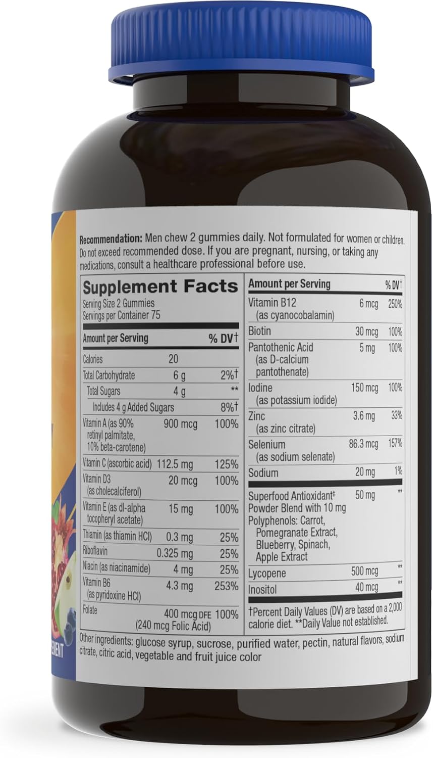 Nature's Way Alive! Men’s Multivitamin Gummies, Daily Gummy Vitamin for Men, Supports Cellular Energy Metabolism, Immune Health, Muscle Function*, with Vitamins A, C, D3, Zinc, Vegetarian, 150 Count - Image 9
