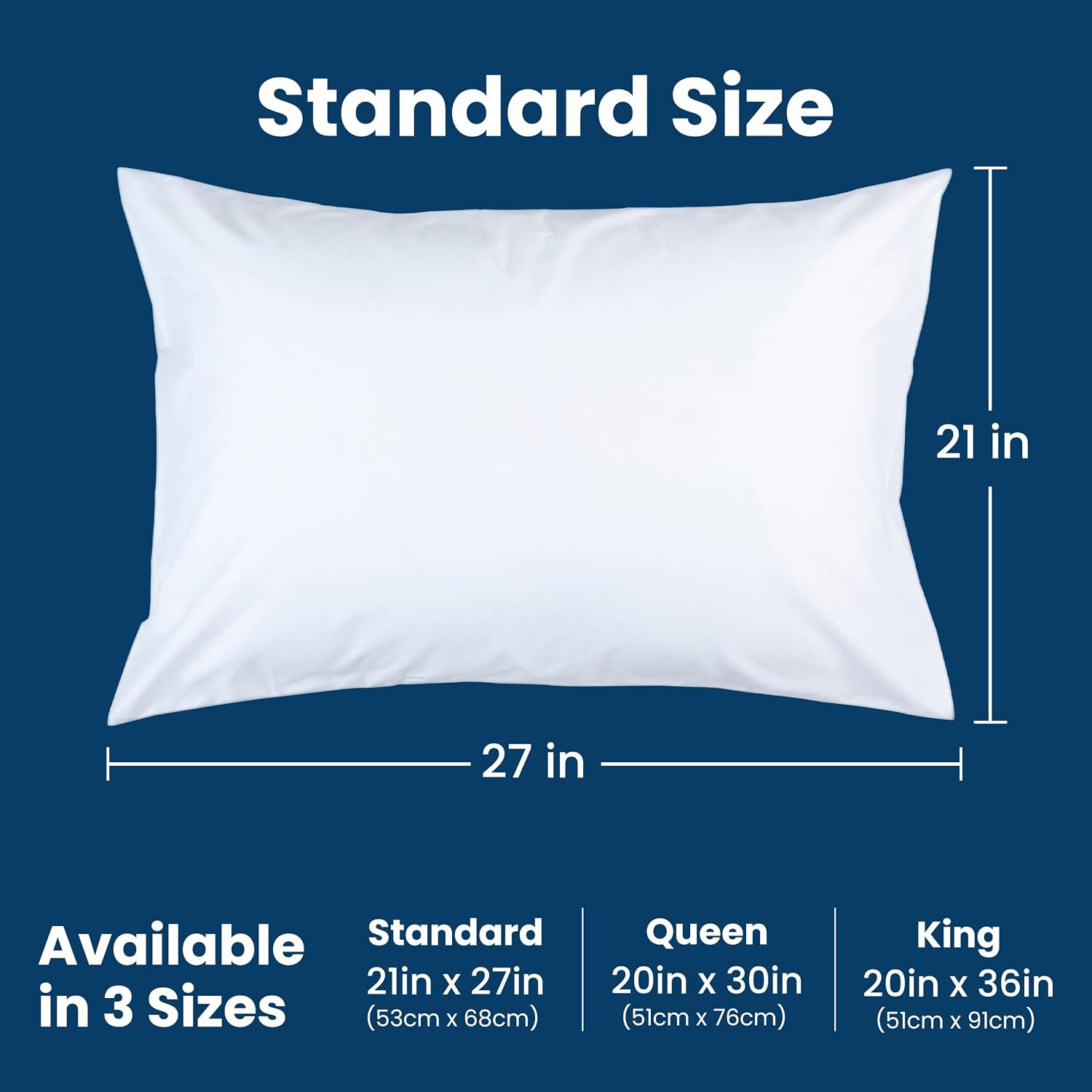 100% Stain Resistant & Waterproof Standard Size Pillow Protectors with Zipper Set of 2 - Bed Bug & Dust Mite Proof White Pillowcases - Breathable, Comfortable Covers for Pillows, 21 x 27 Inches - Image 4