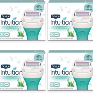 Schick Intuition Pure Nourishment Womens Razor Refills with Coconut Milk and Almond Oil, 3 Count (Pack of 4)