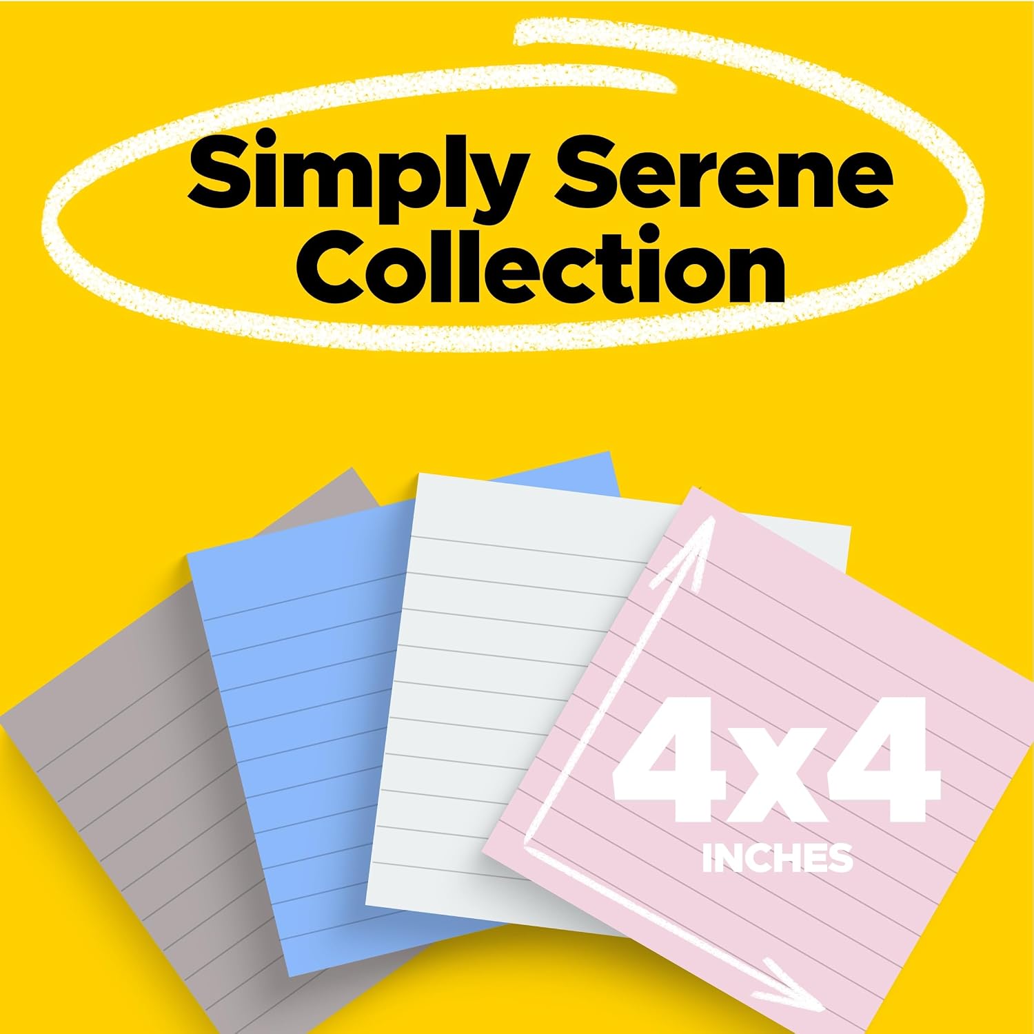 Post-it Super Sticky Notes, 4 Lined Sticky Notes Pads, 4 x 4 in., School Supplies and Office Supplies, 2X the Sticking Power, Simply Serene Collection - Image 3