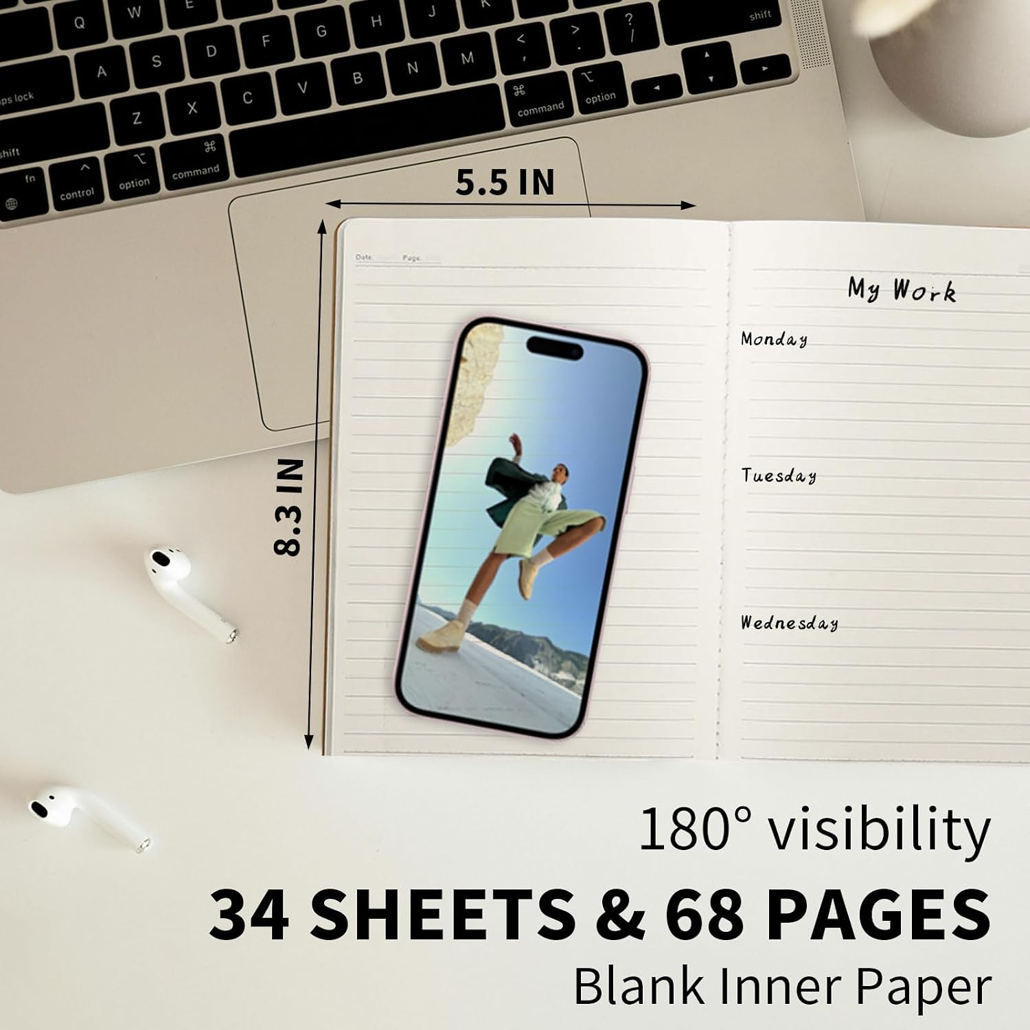 50 Pack A5 Lined Kraft Notebook Journals 8.3x5.5 In,Travel Journals Notebooks Bulk,Subject Notebooks 34 Sheets 68 Pages for Writing School Office Supplies (Lined-50 Pack) - Image 2